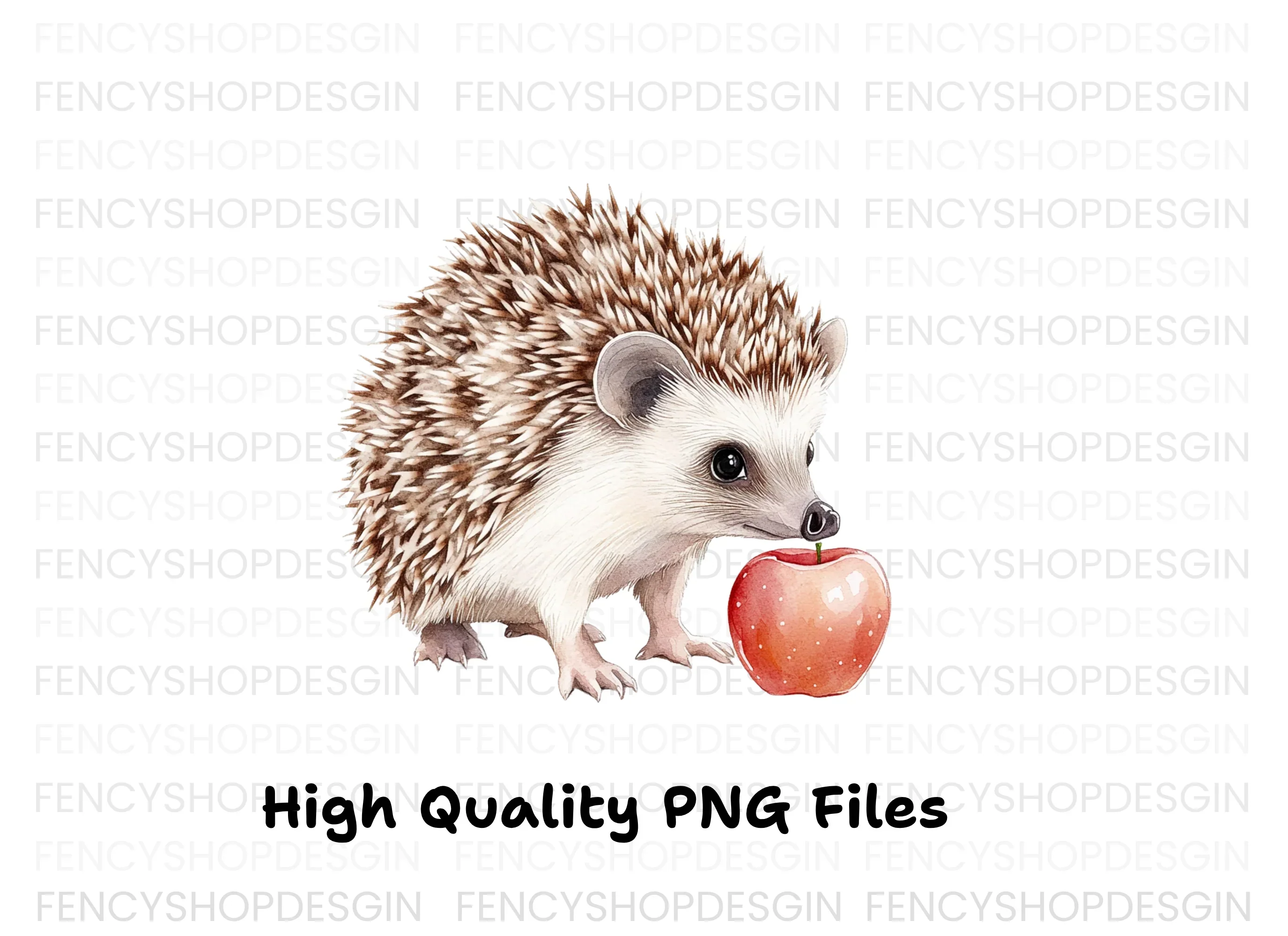 Cute Hedgehog with Apple Clipart Bundle - Image 2