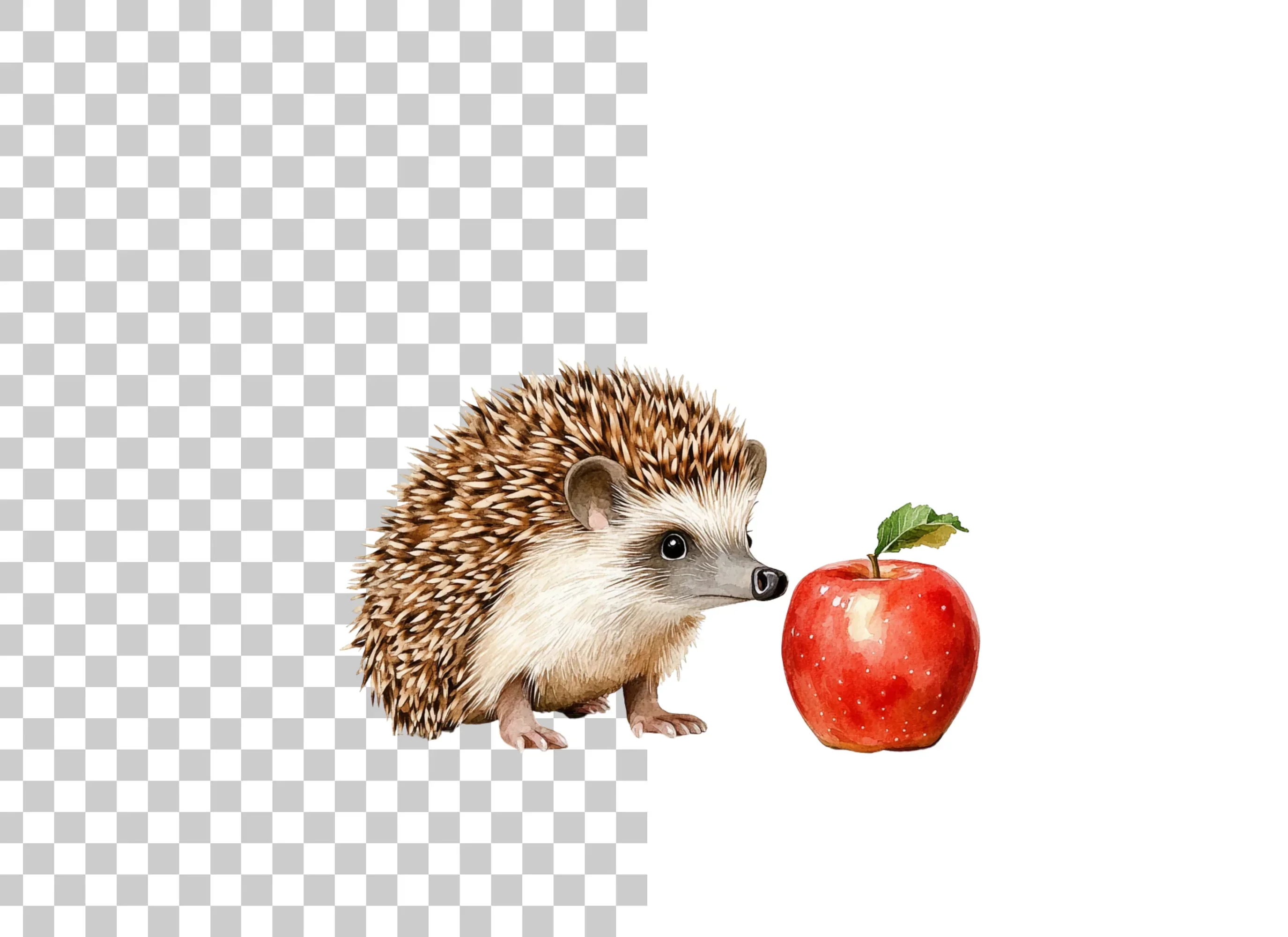 Cute Hedgehog with Apple Clipart Bundle - Image 6
