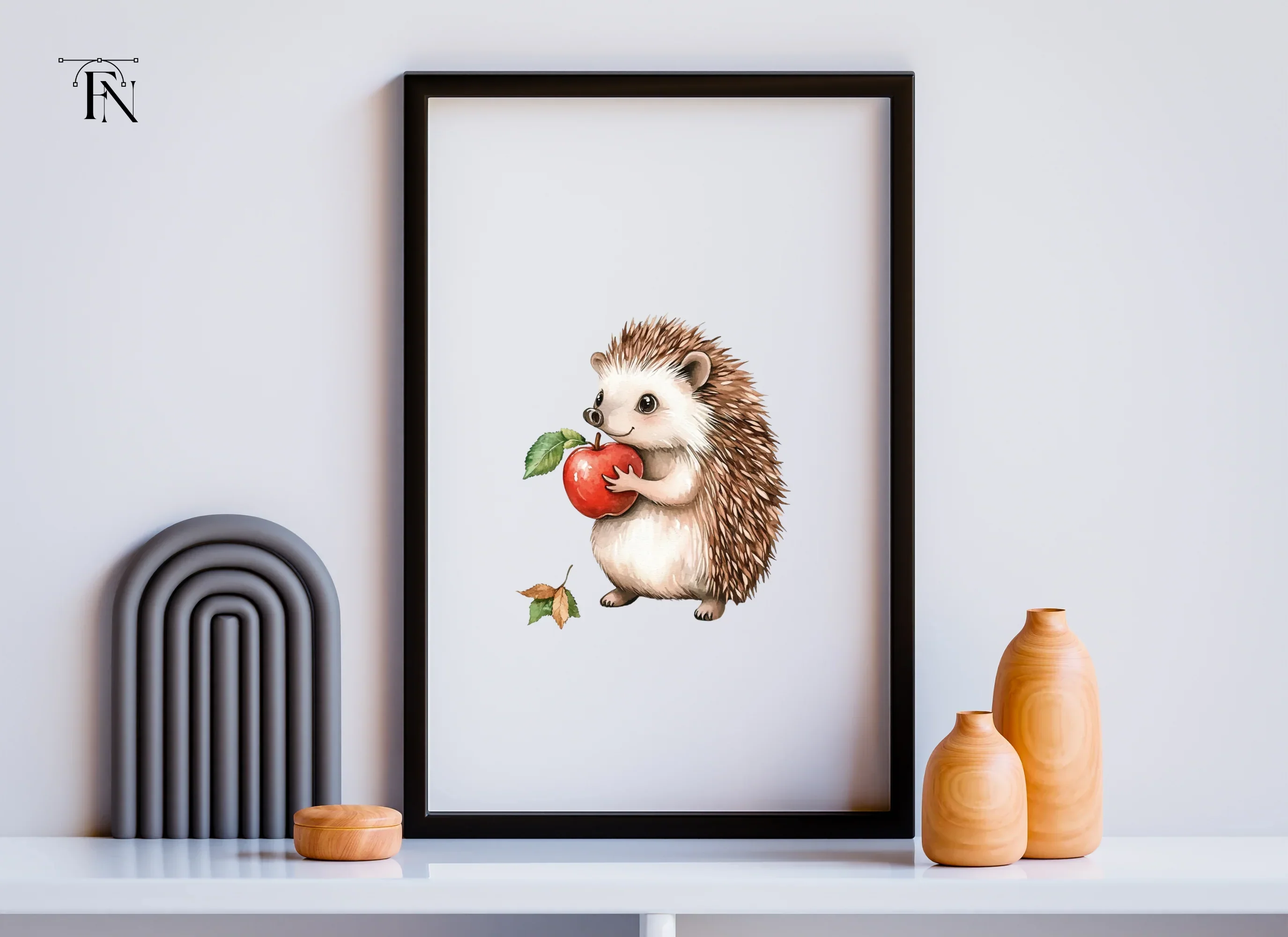Cute Hedgehog with Apple Clipart Bundle - Image 6