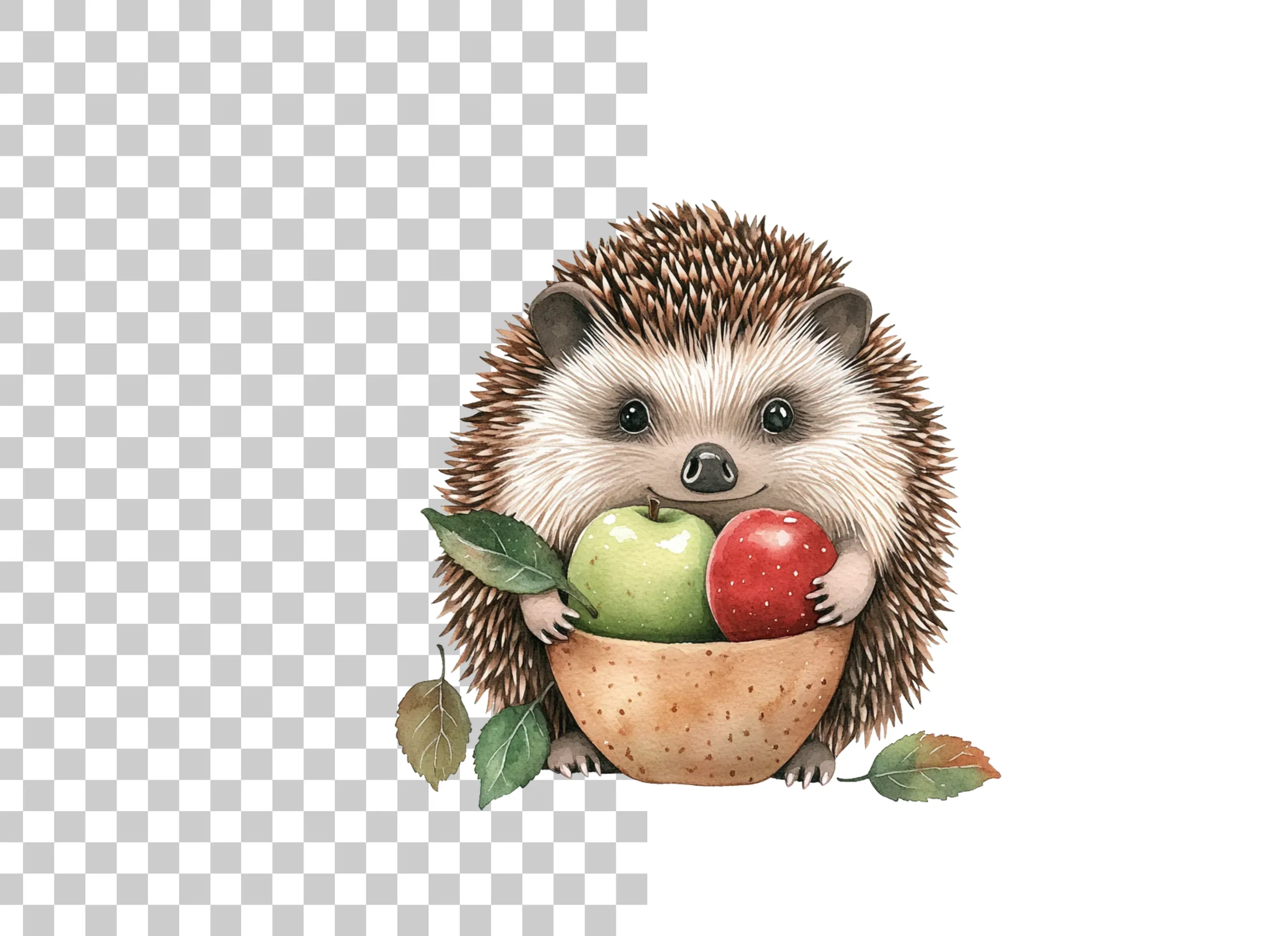 Cute Hedgehog with Apples Clipart Bundle - Image 2