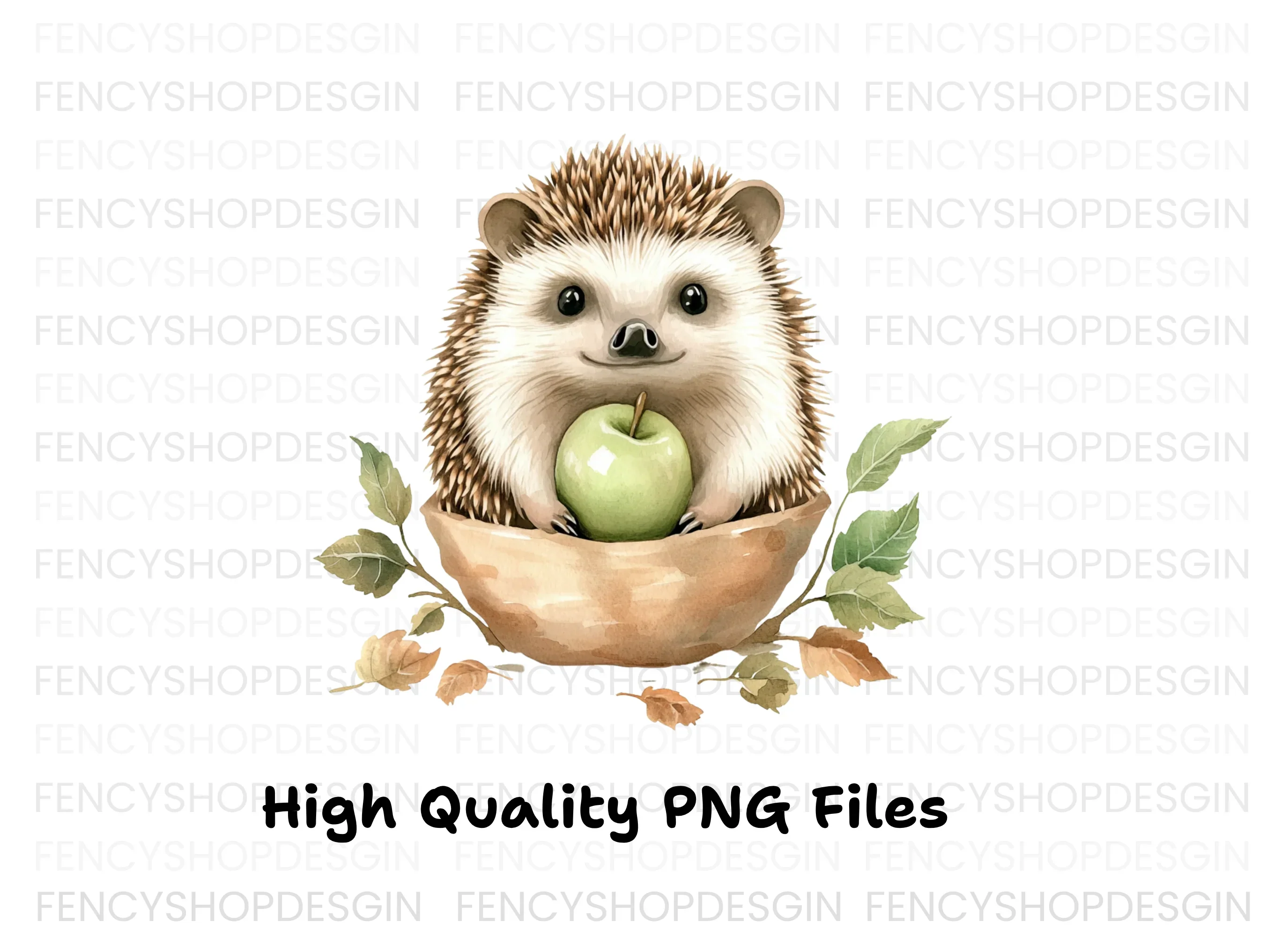 Cute Hedgehog with Apples Clipart Bundle - Image 3