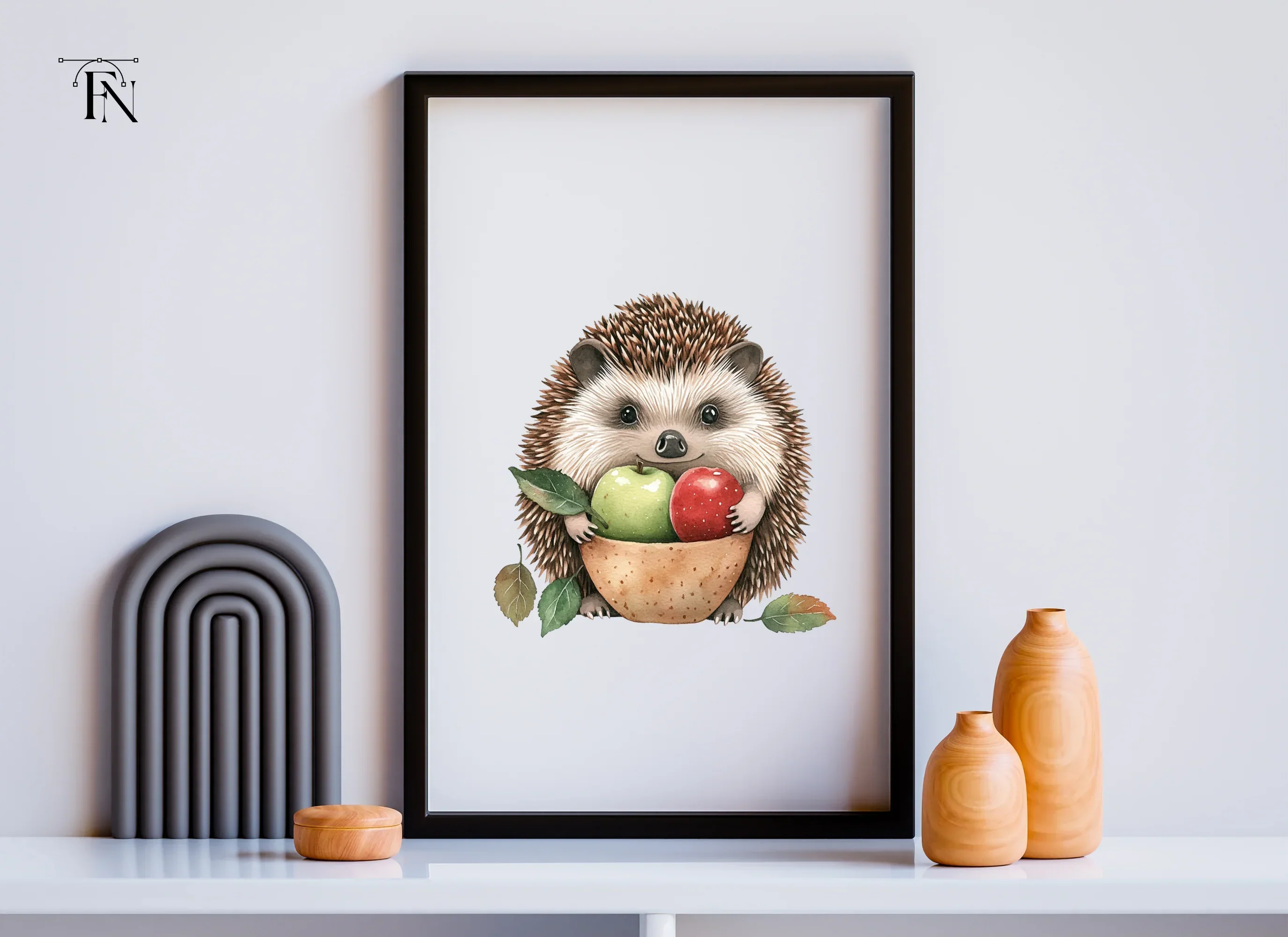 Cute Hedgehog with Apples Clipart Bundle - Image 6