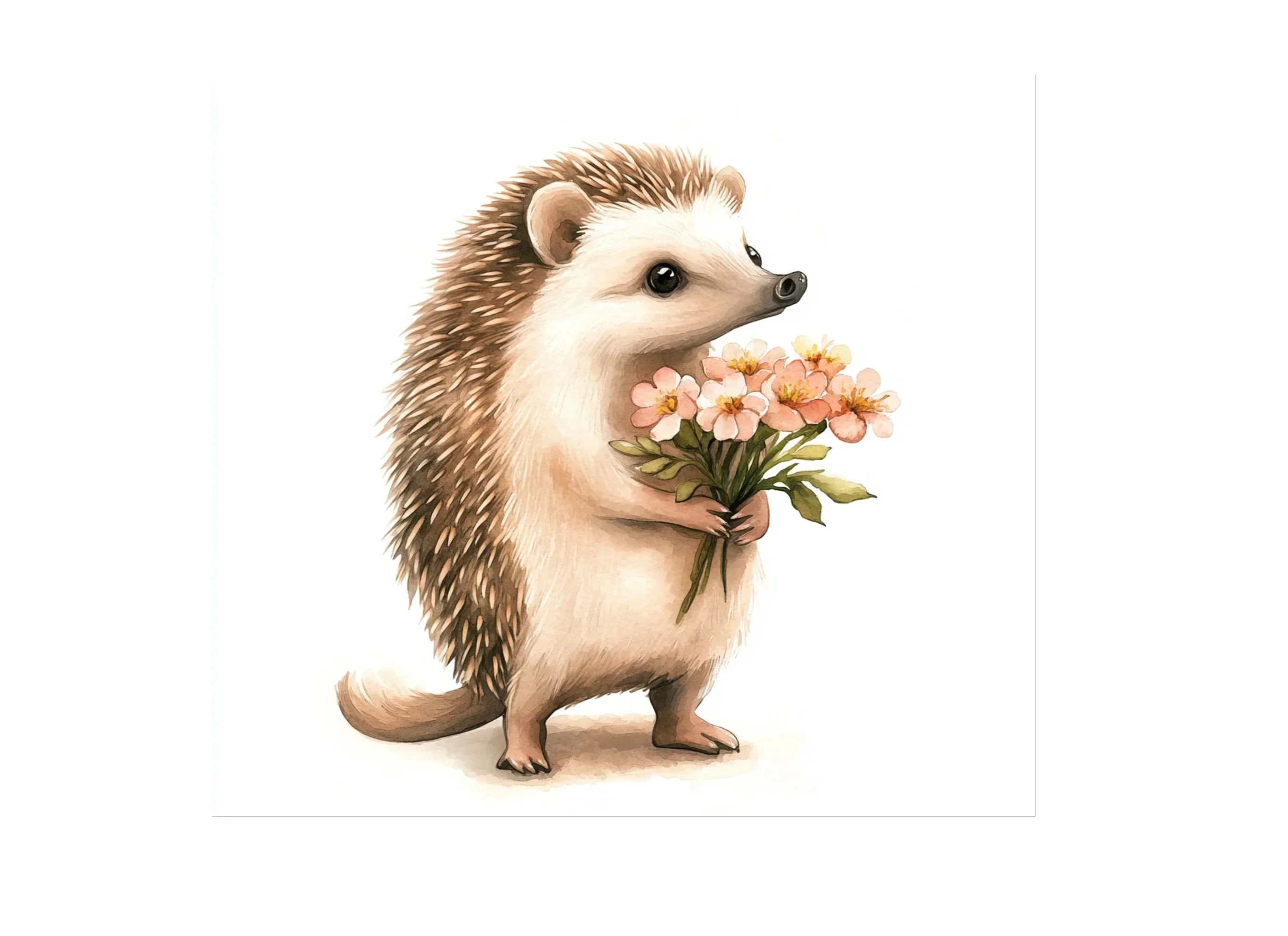 Cute Hedgehog with Flowers Clipart Bundle - Image 2