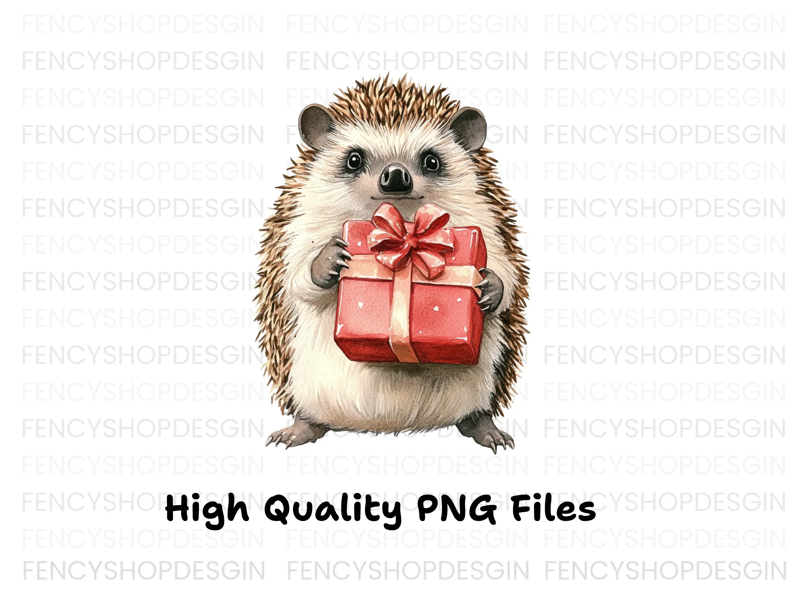 Cute Hedgehog with Red Gift Box Clipart Bundle - Image 2