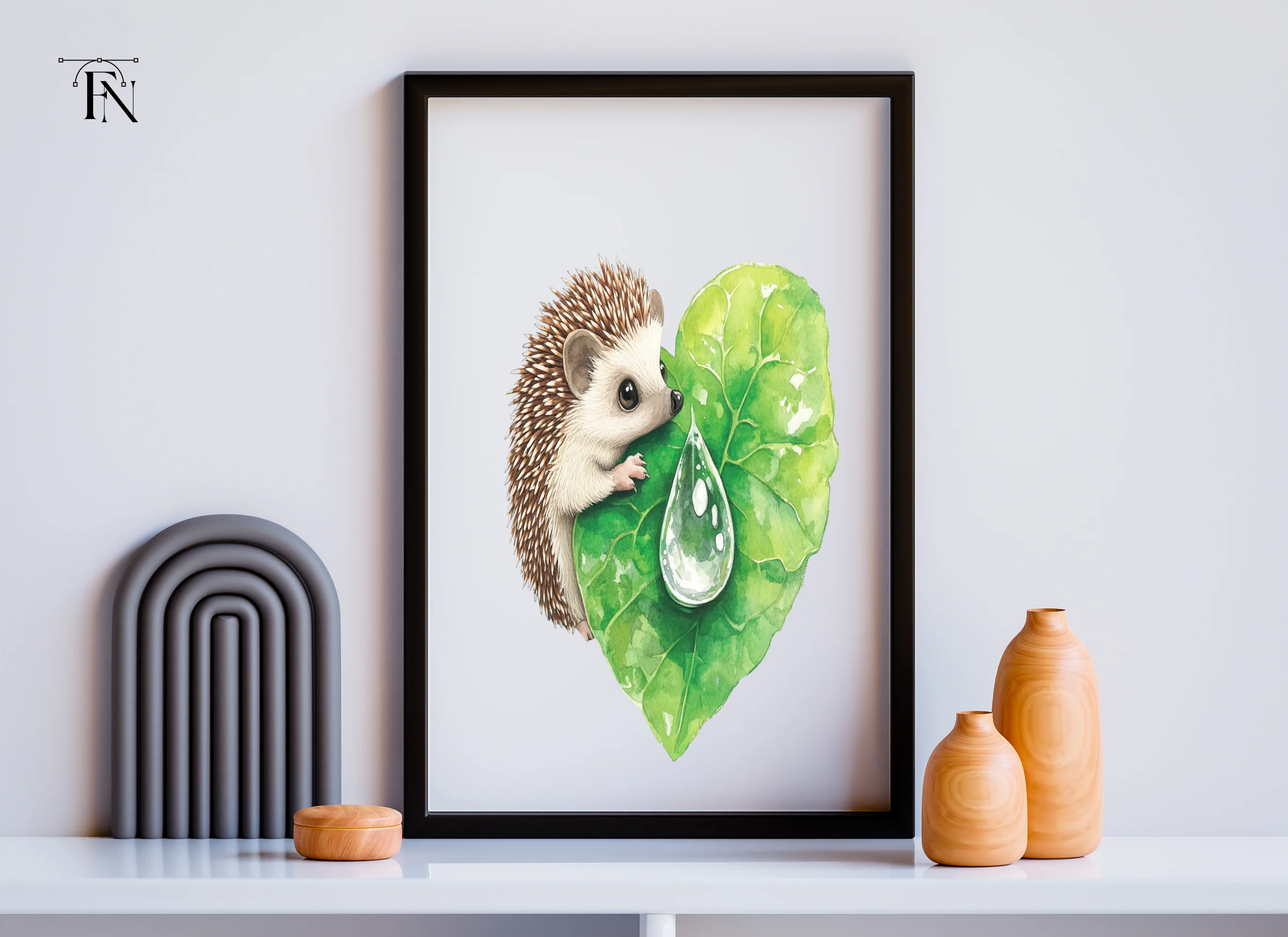 Cute Hedgehogs on Heart Leaves Clipart Bundle - Image 4