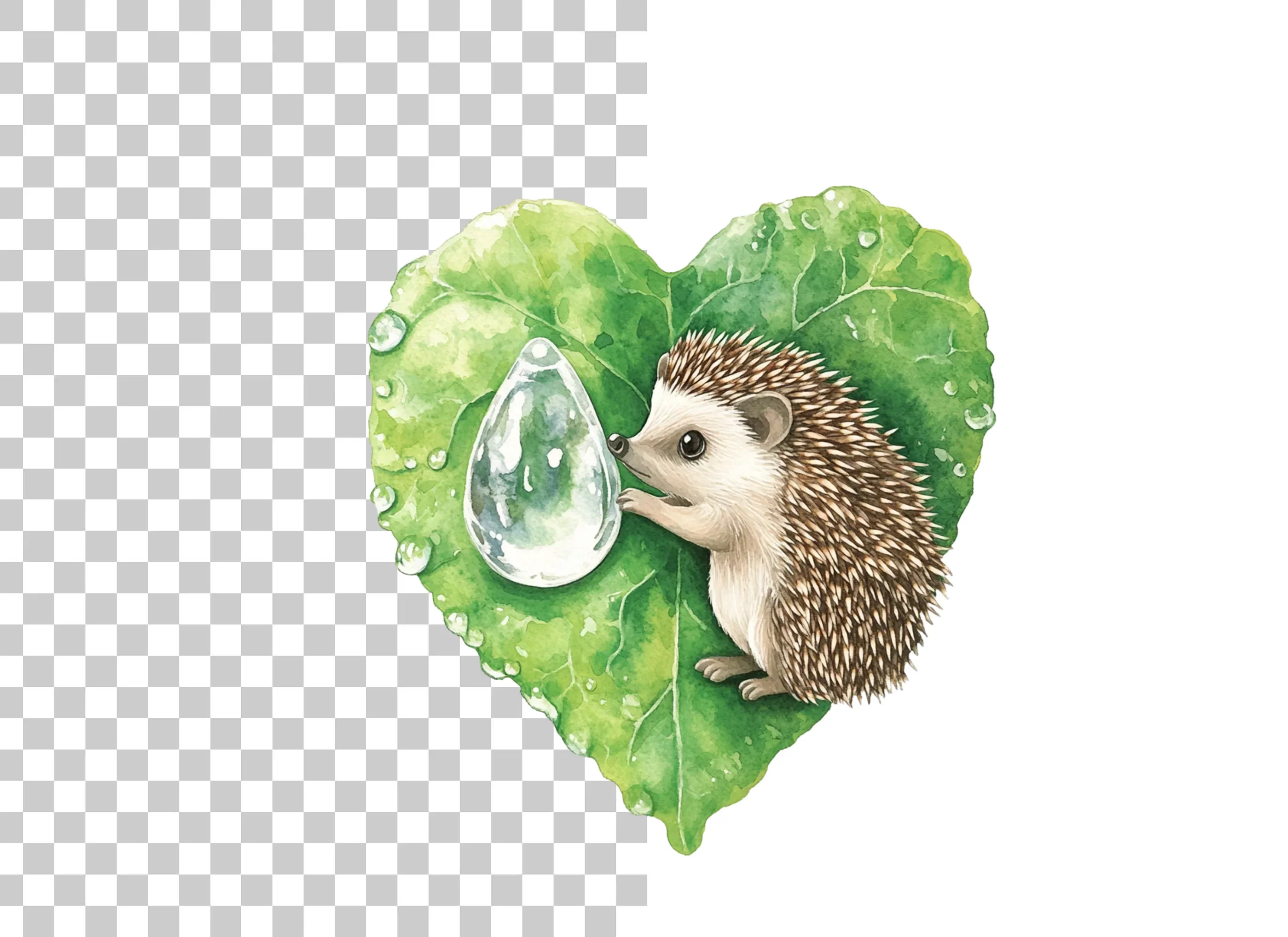Cute Hedgehogs on Heart Leaves Clipart Bundle - Image 6