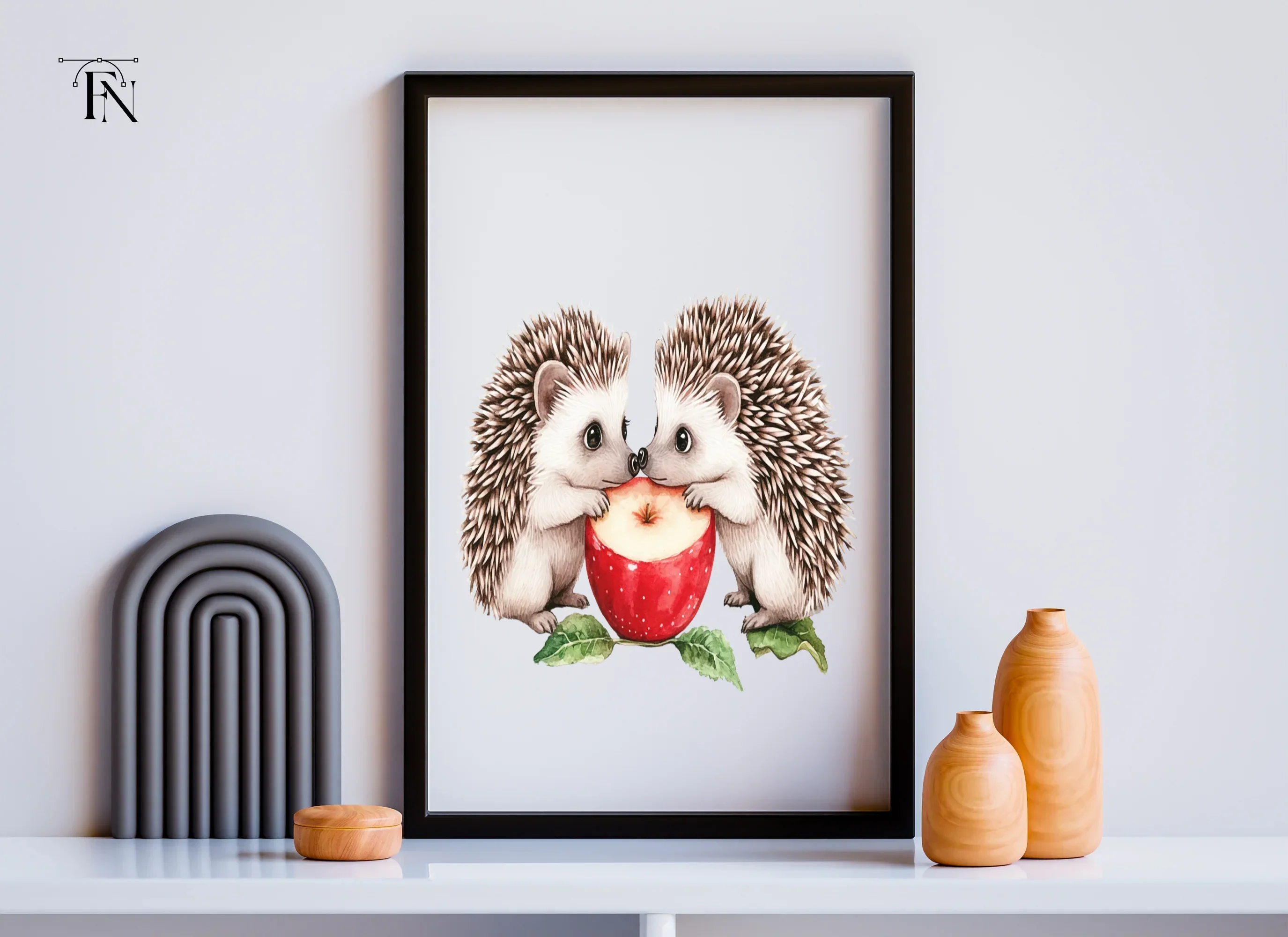 Cute Hedgehogs with Apples Clipart Bundle - Image 6