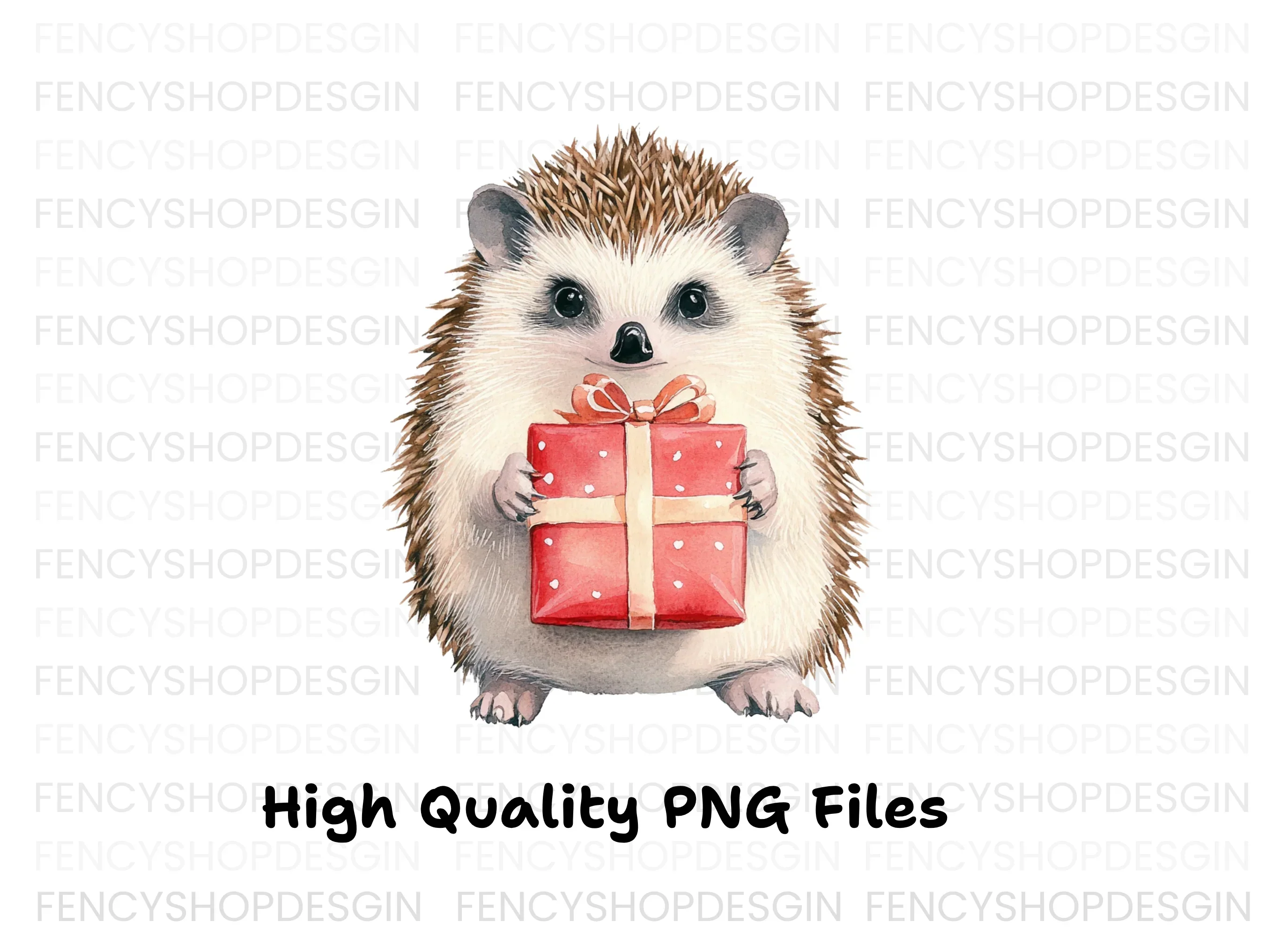 Cute Hedgehogs with Red Gift Boxes Clipart Bundle - Image 3