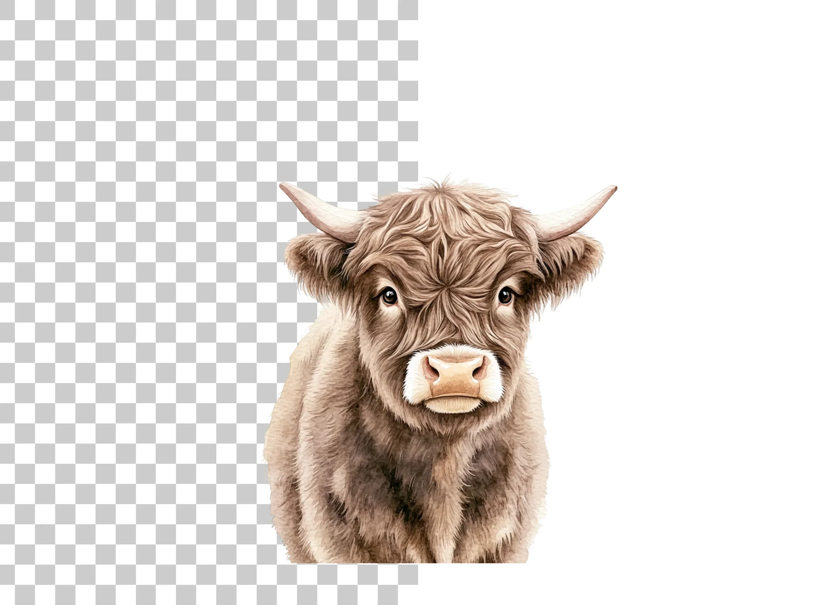 Cute Highland Calf Face Clipart Bundle - Image 6