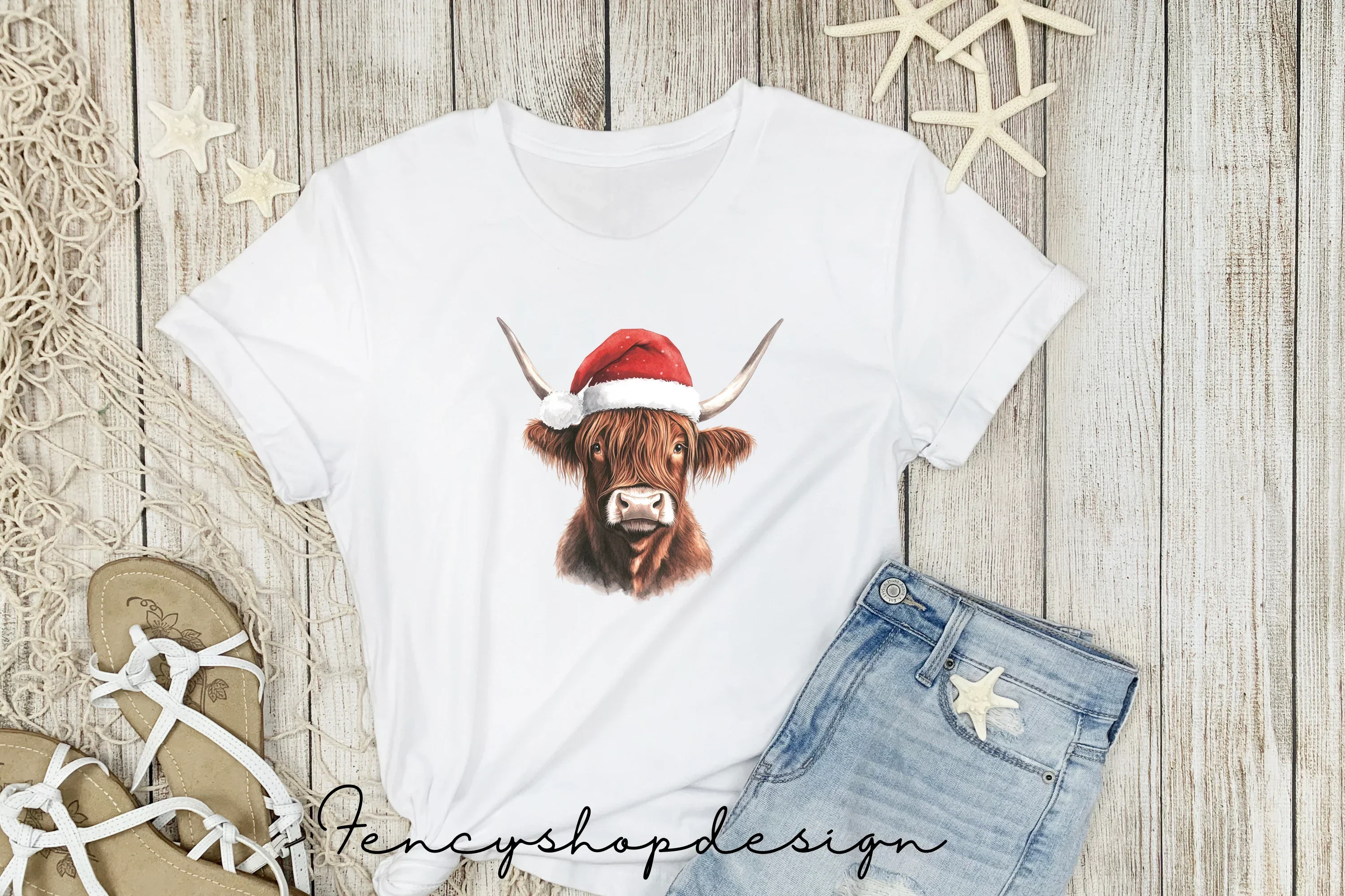 Cute Highland Cow Christmas Clipart Bundle - Image 4