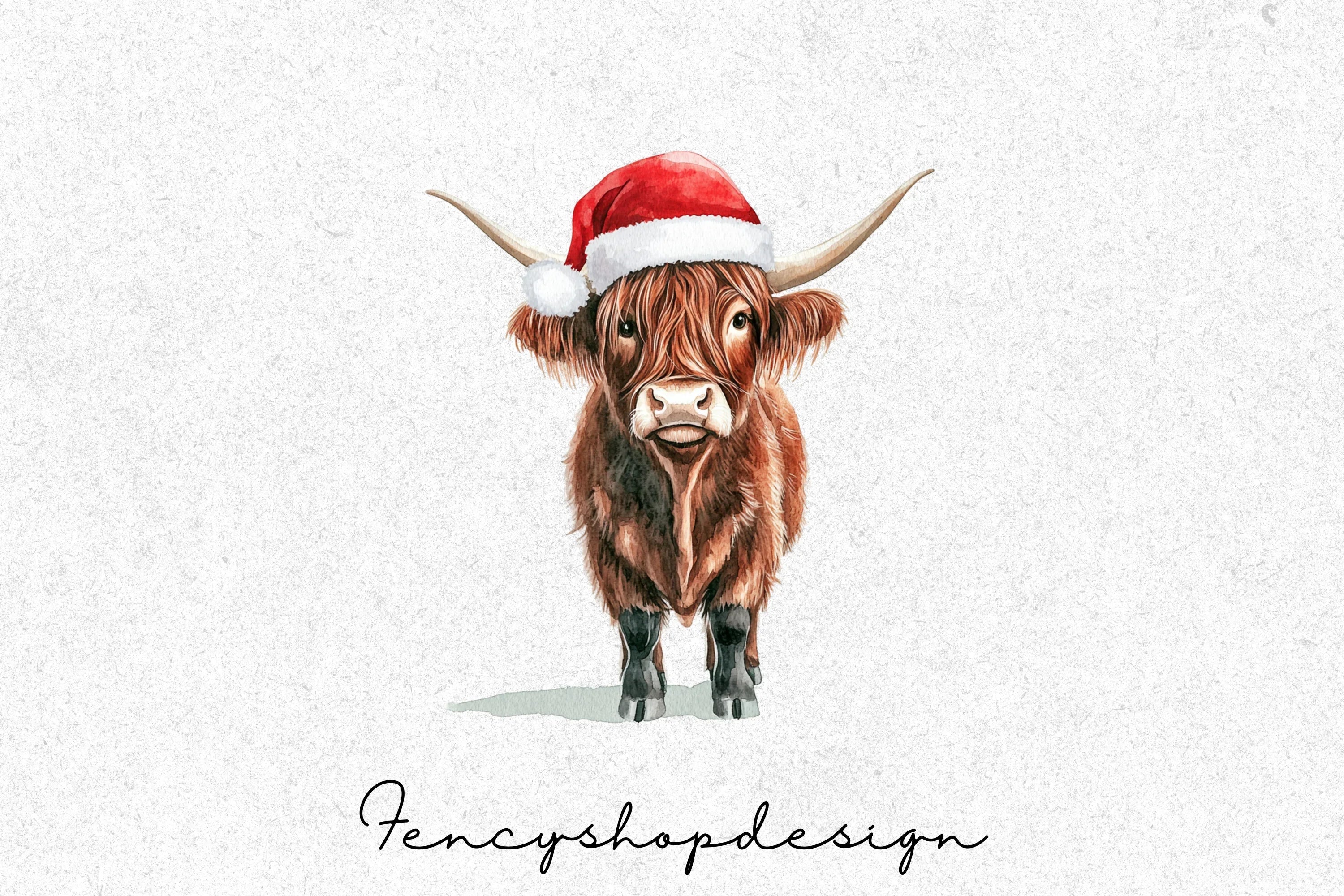 Cute Highland Cow Christmas Clipart Bundle - Image 7