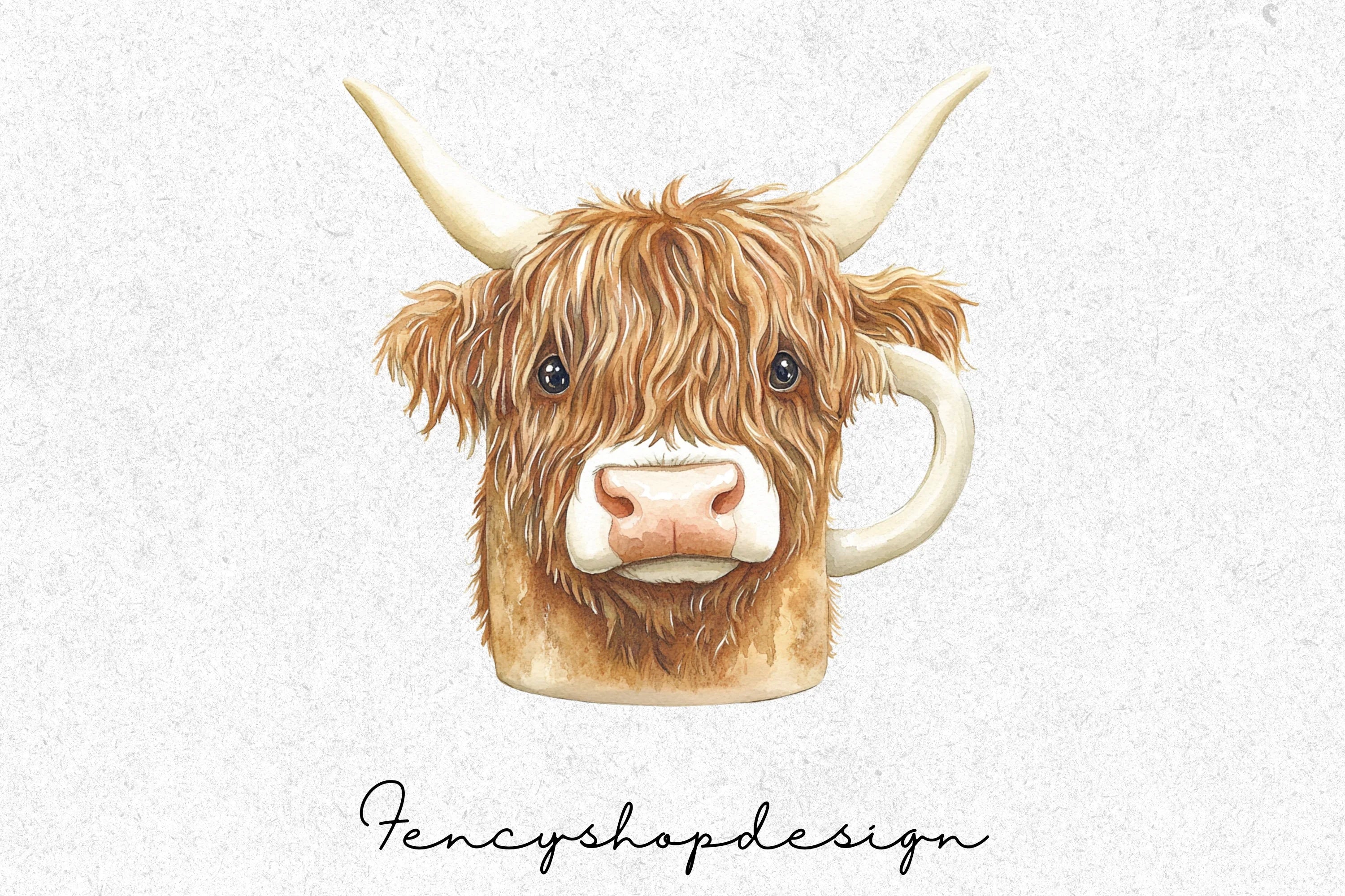 Cute Highland Cow Clipart Bundle - Image 4