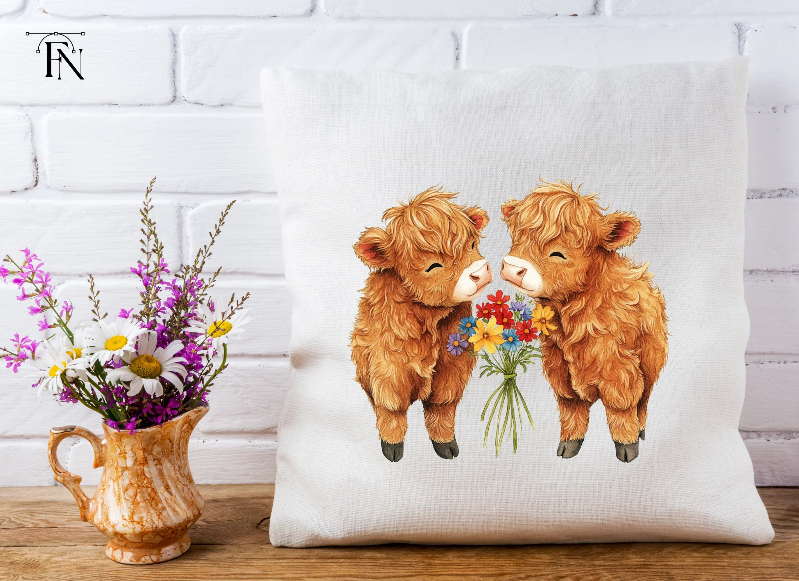 Cute Highland Cow Couples Clipart Bundle - Image 4