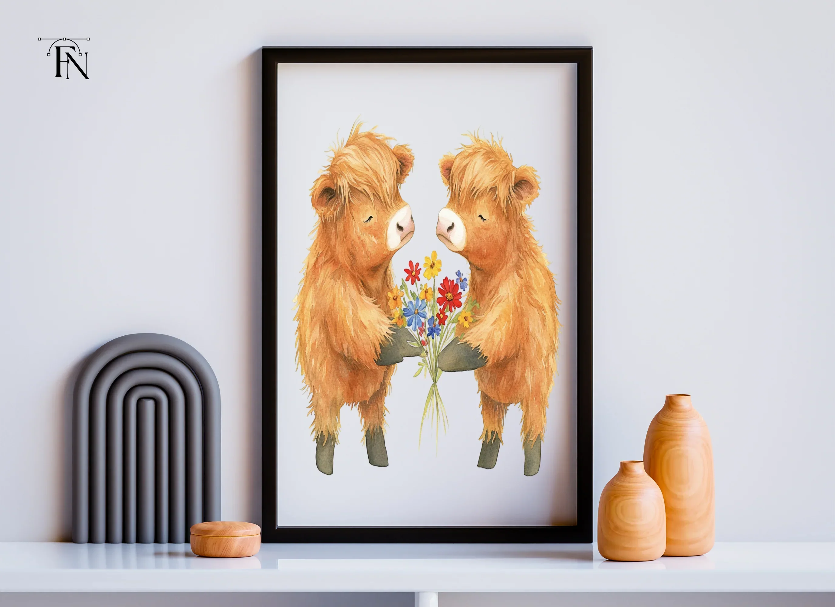 Cute Highland Cow Couples Clipart Bundle - Image 5