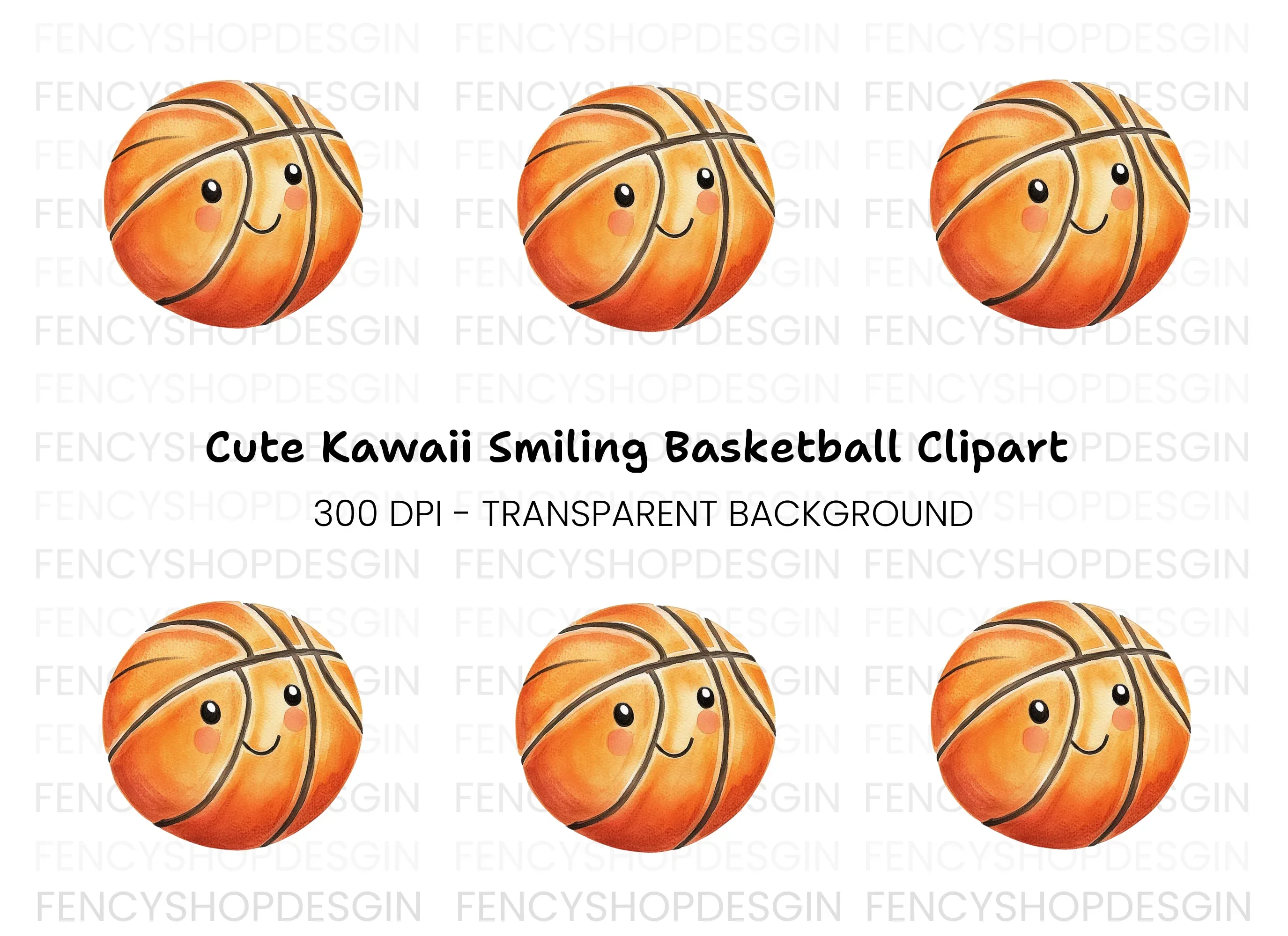 Cute Kawaii Basketball Clipart Bundle