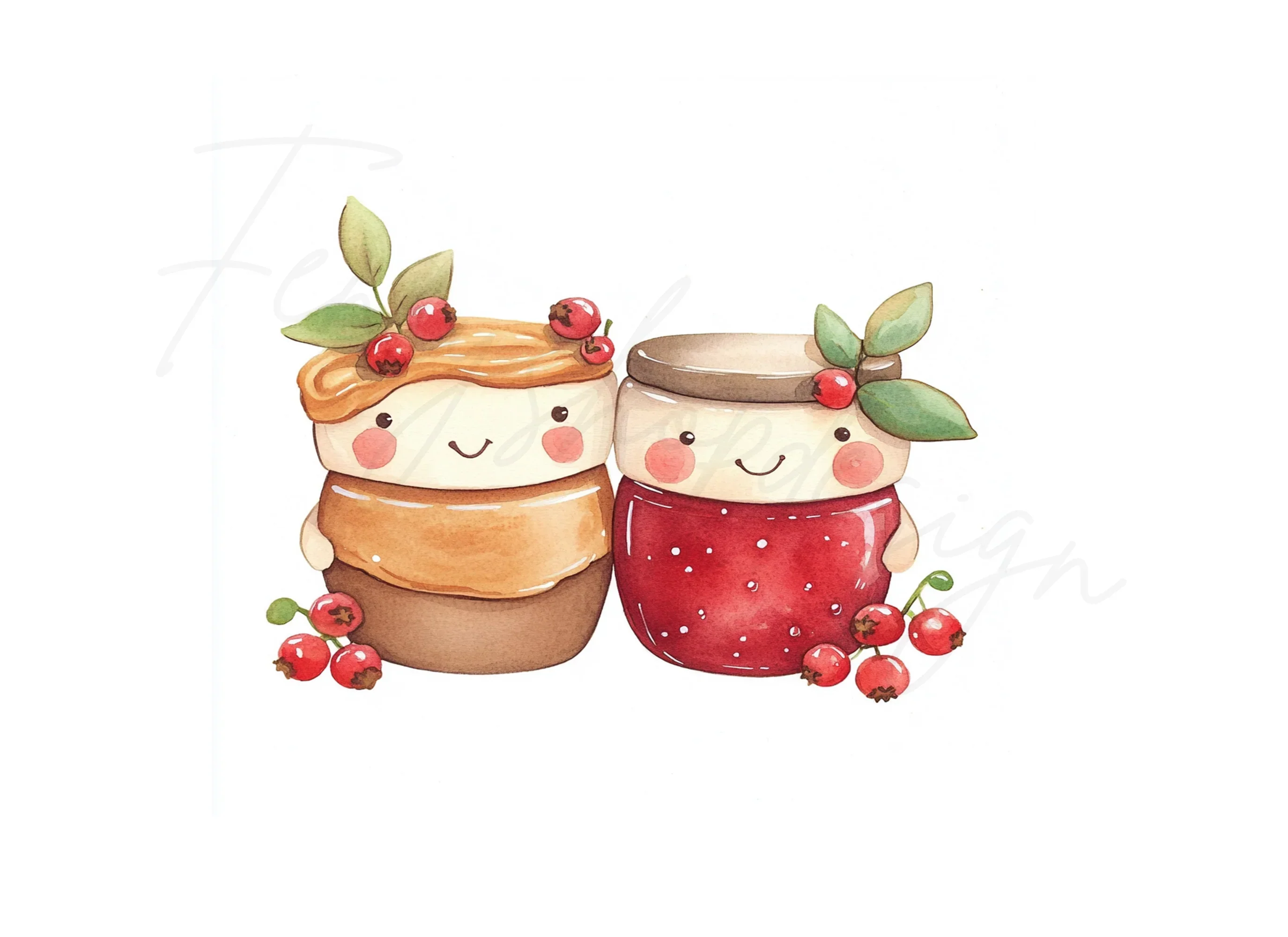 Cute Kawaii Peanut Butter Jelly Clipart Bundle - Image 3