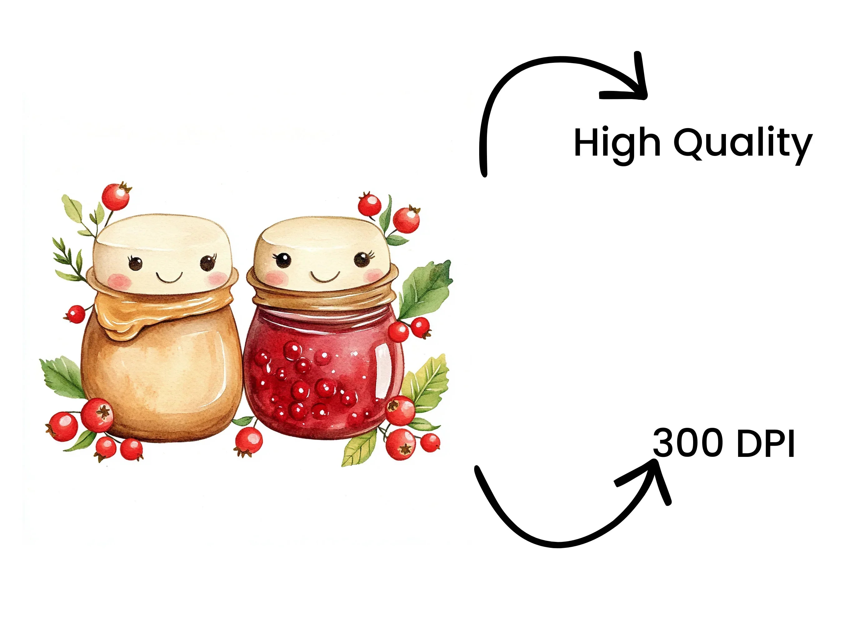 Cute Kawaii Peanut Butter Jelly Clipart Bundle - Image 4