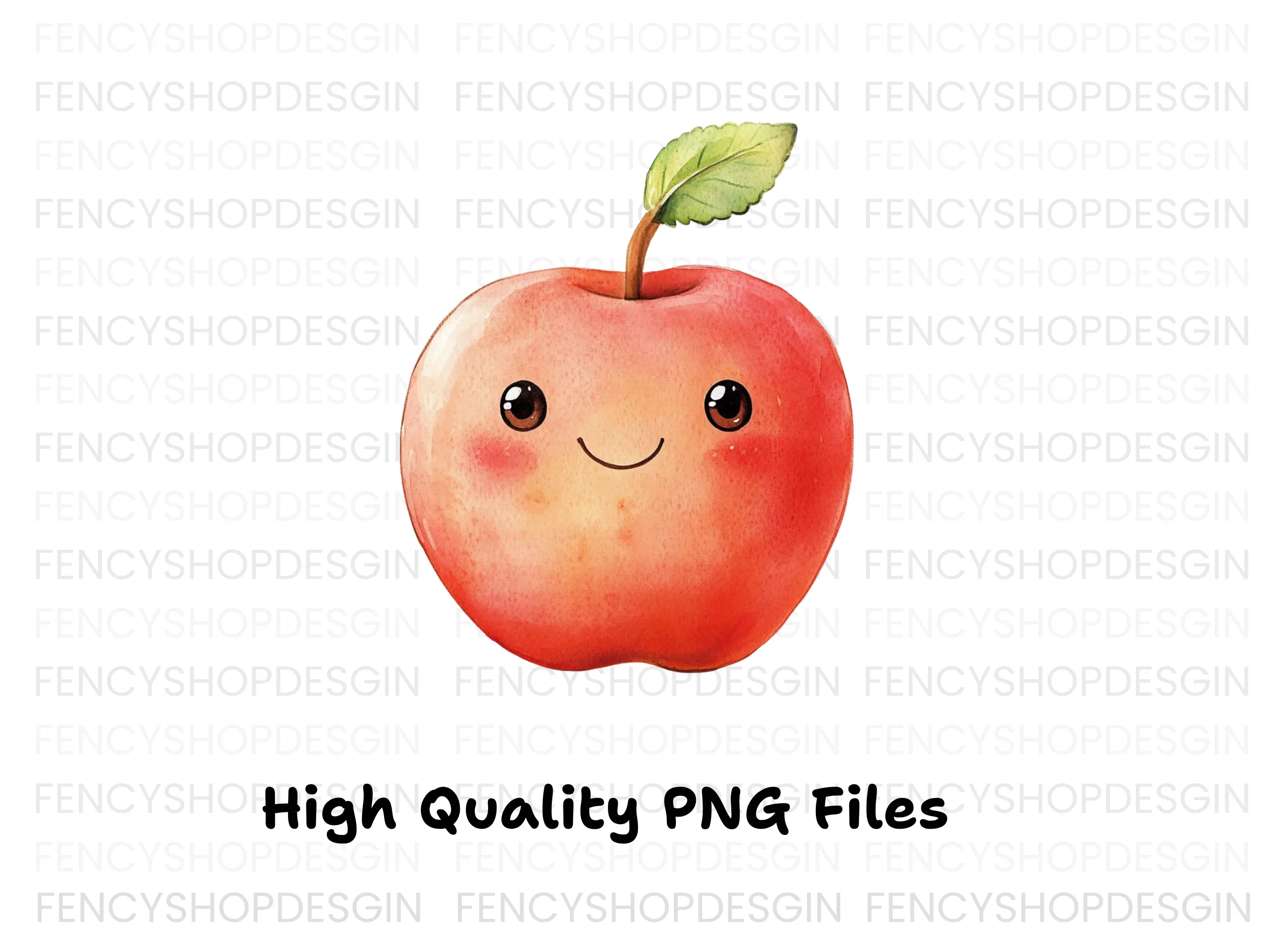 Cute Kawaii Red Apple Clipart Bundle - Image 2