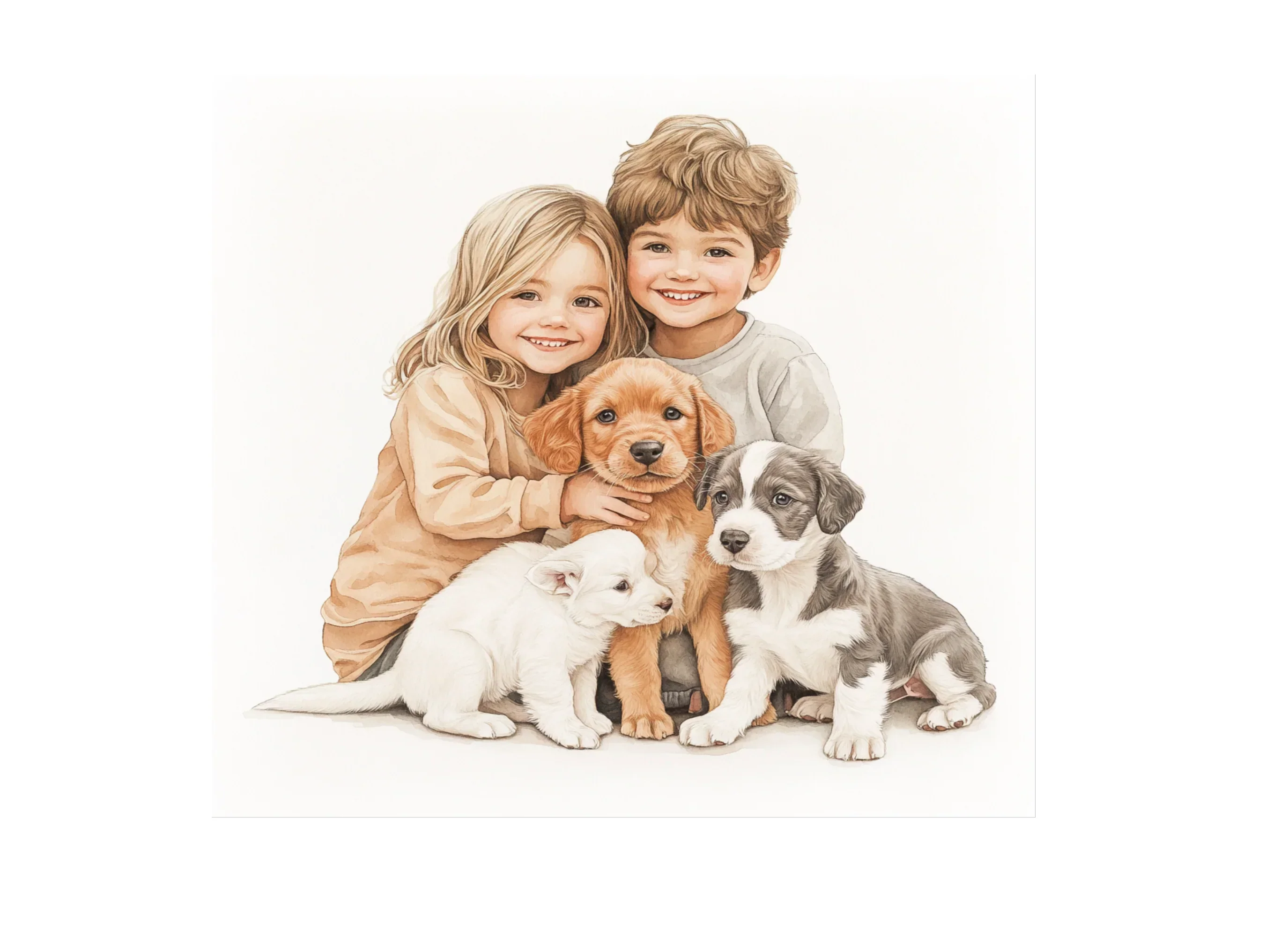 Cute Kids and Puppies Winter Clipart Bundle - Image 3