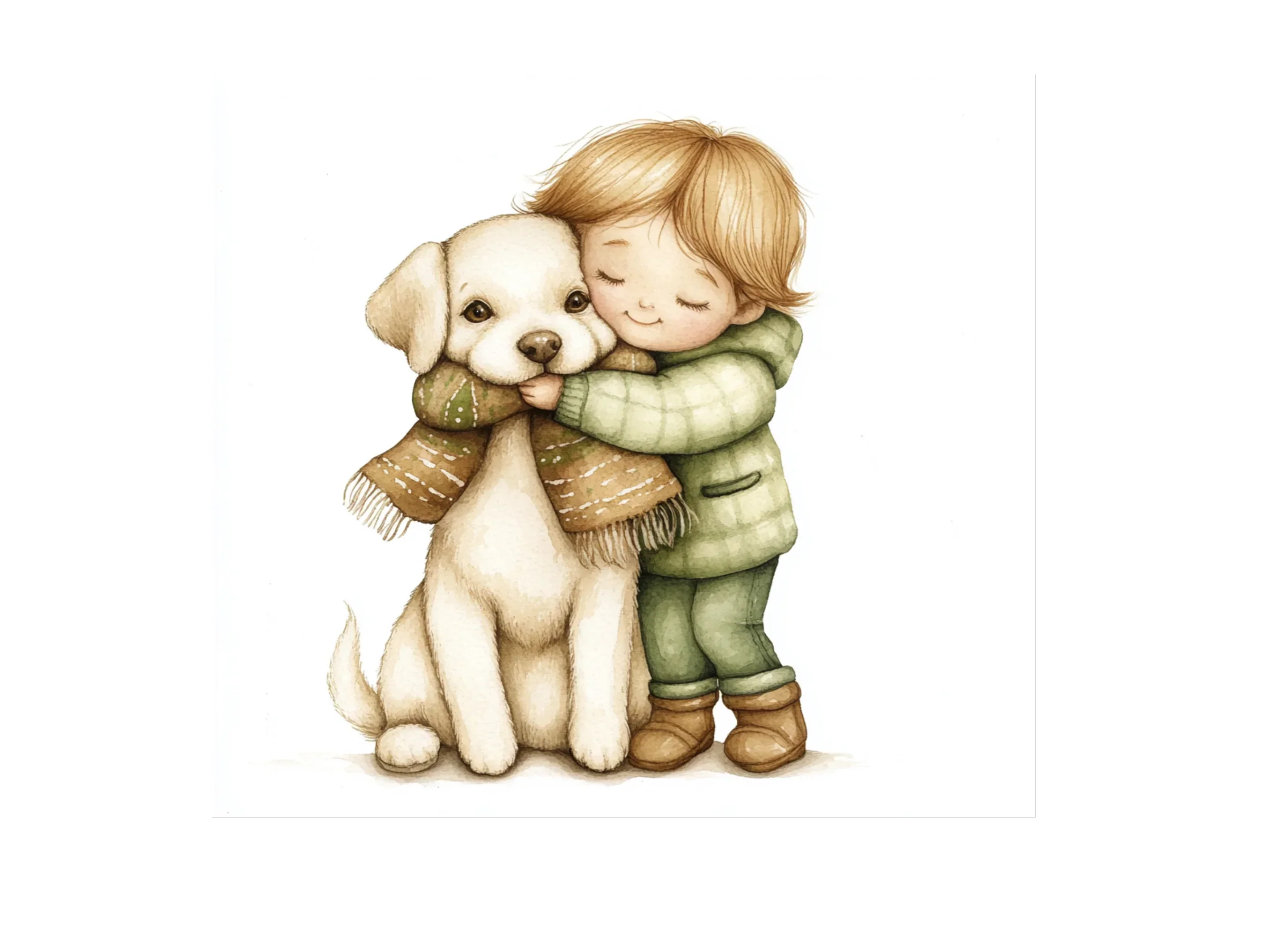 Cute Kids Hugging Dogs Clipart Bundle - Image 2