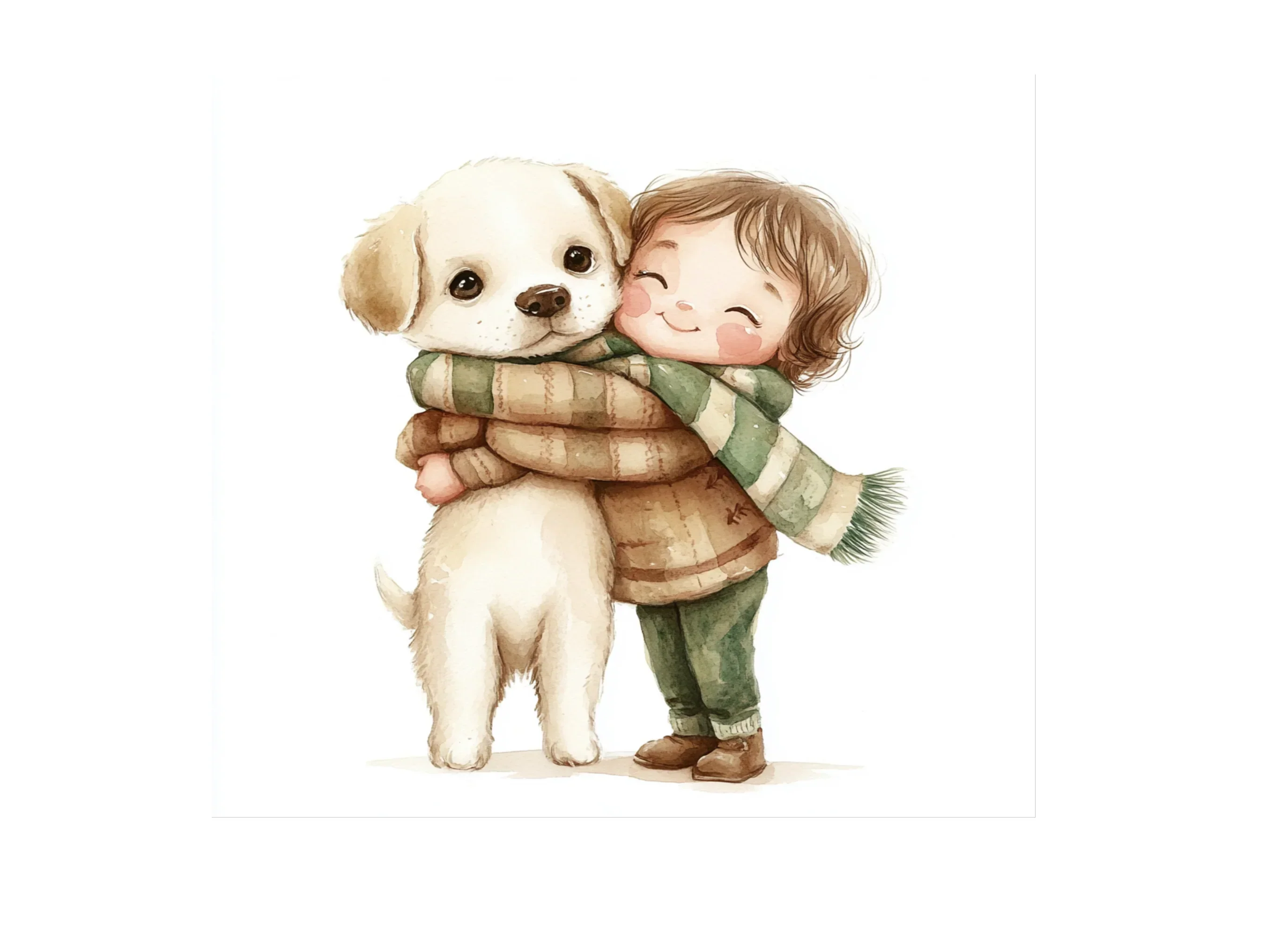 Cute Kids Hugging Dogs Clipart Bundle - Image 3