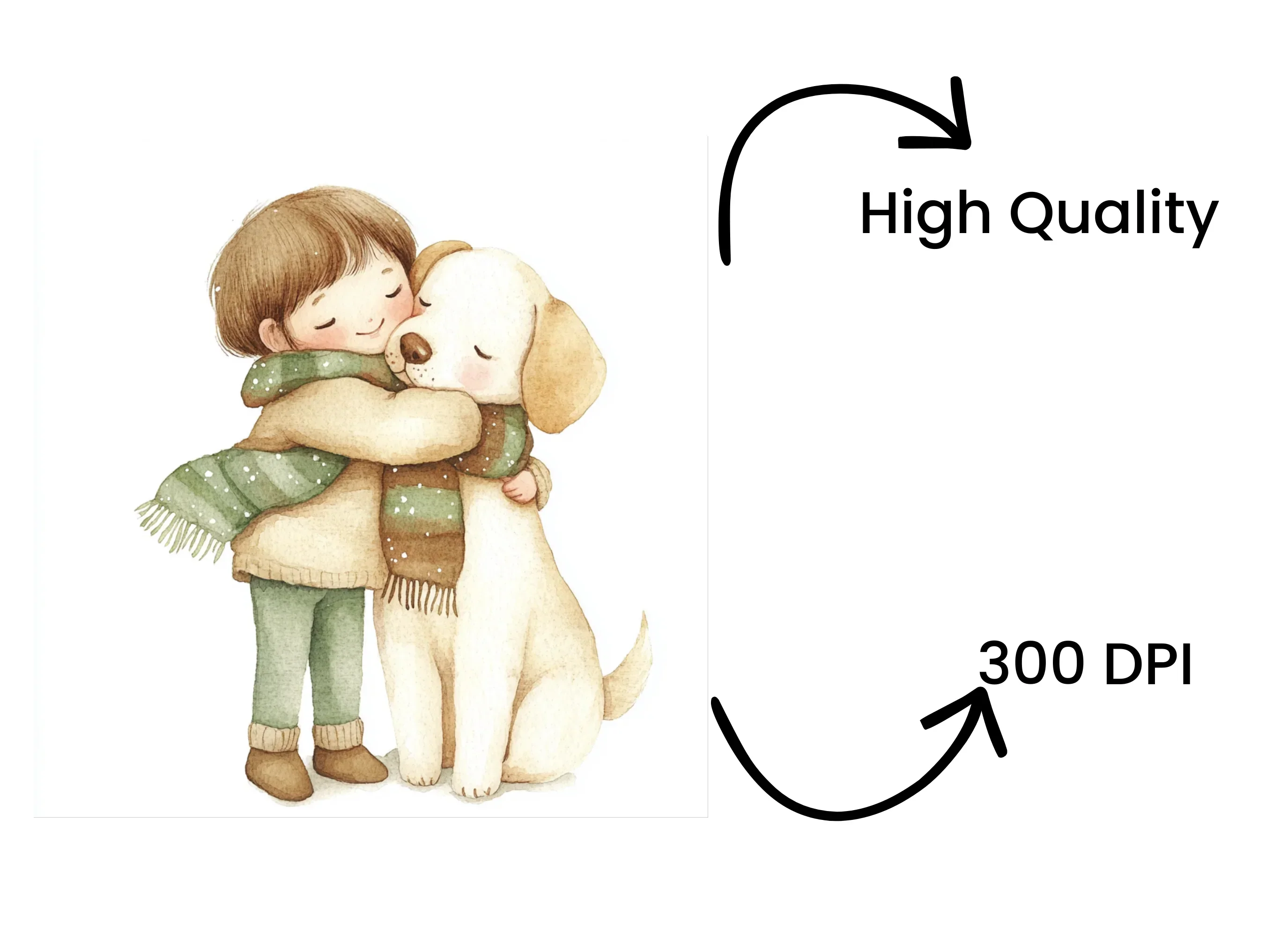 Cute Kids Hugging Dogs Clipart Bundle - Image 4