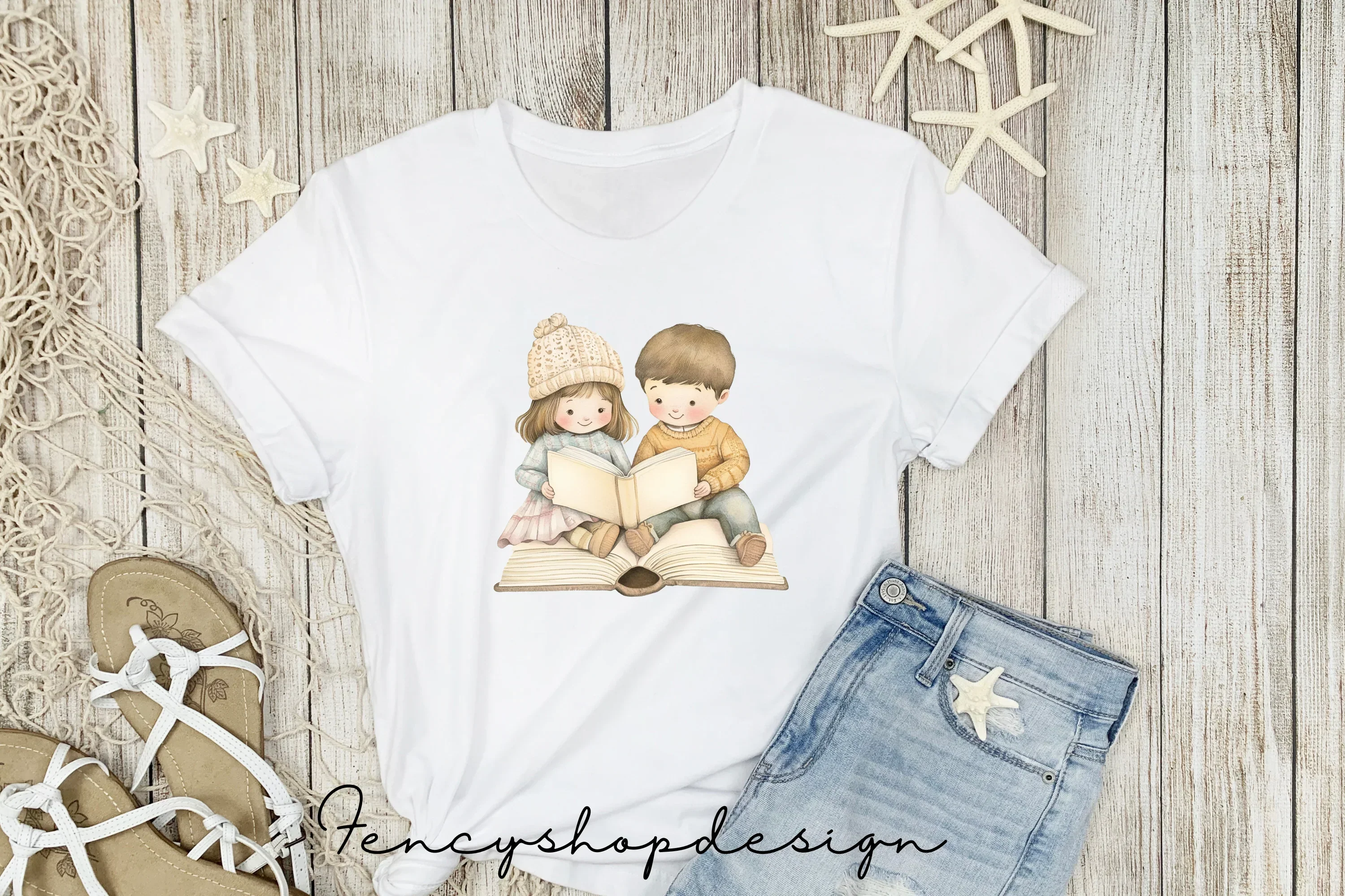 Cute Kids Reading Books Clipart Bundle - Image 4