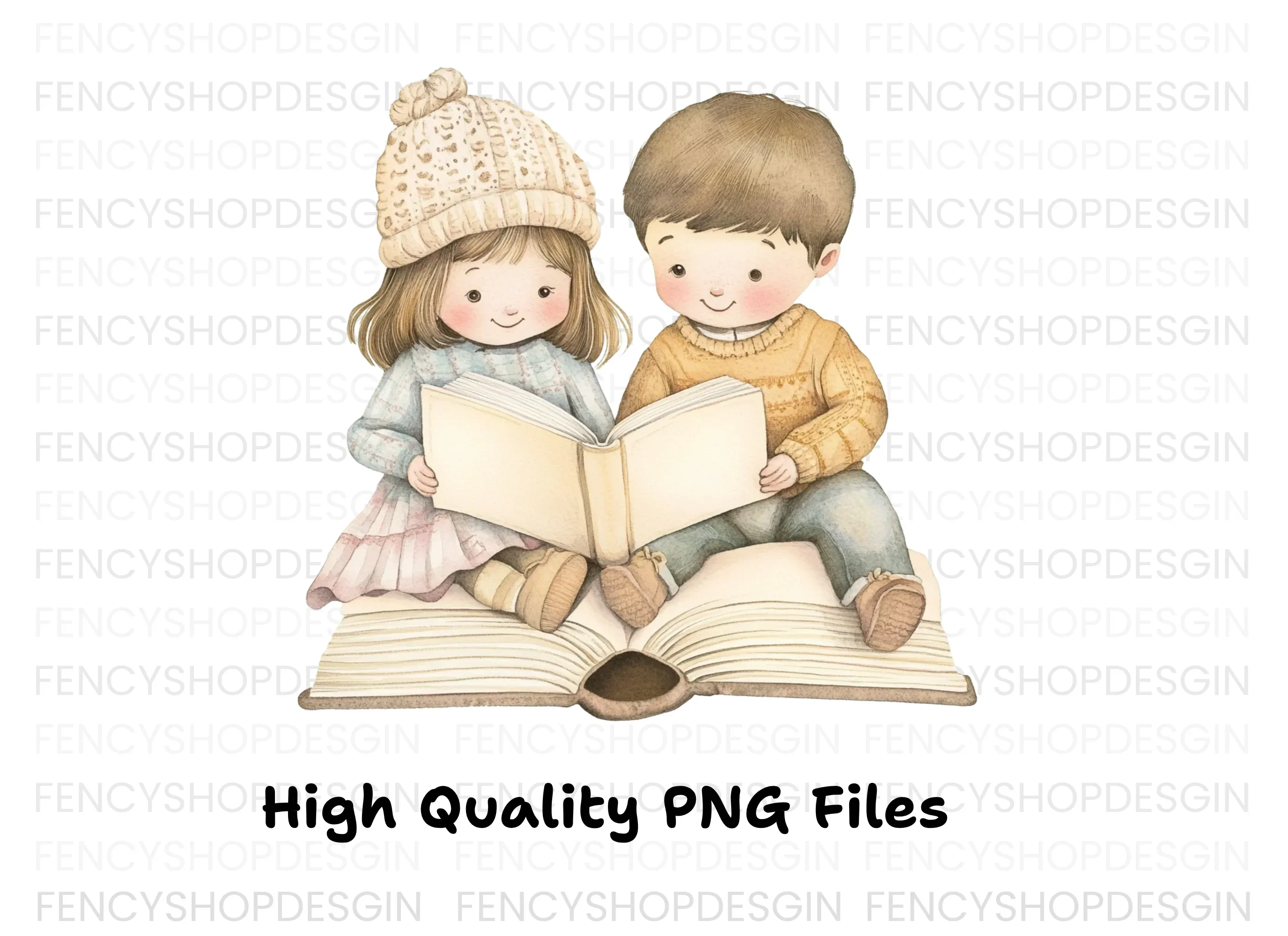 Cute Kids Reading Books Clipart Bundle - Image 2