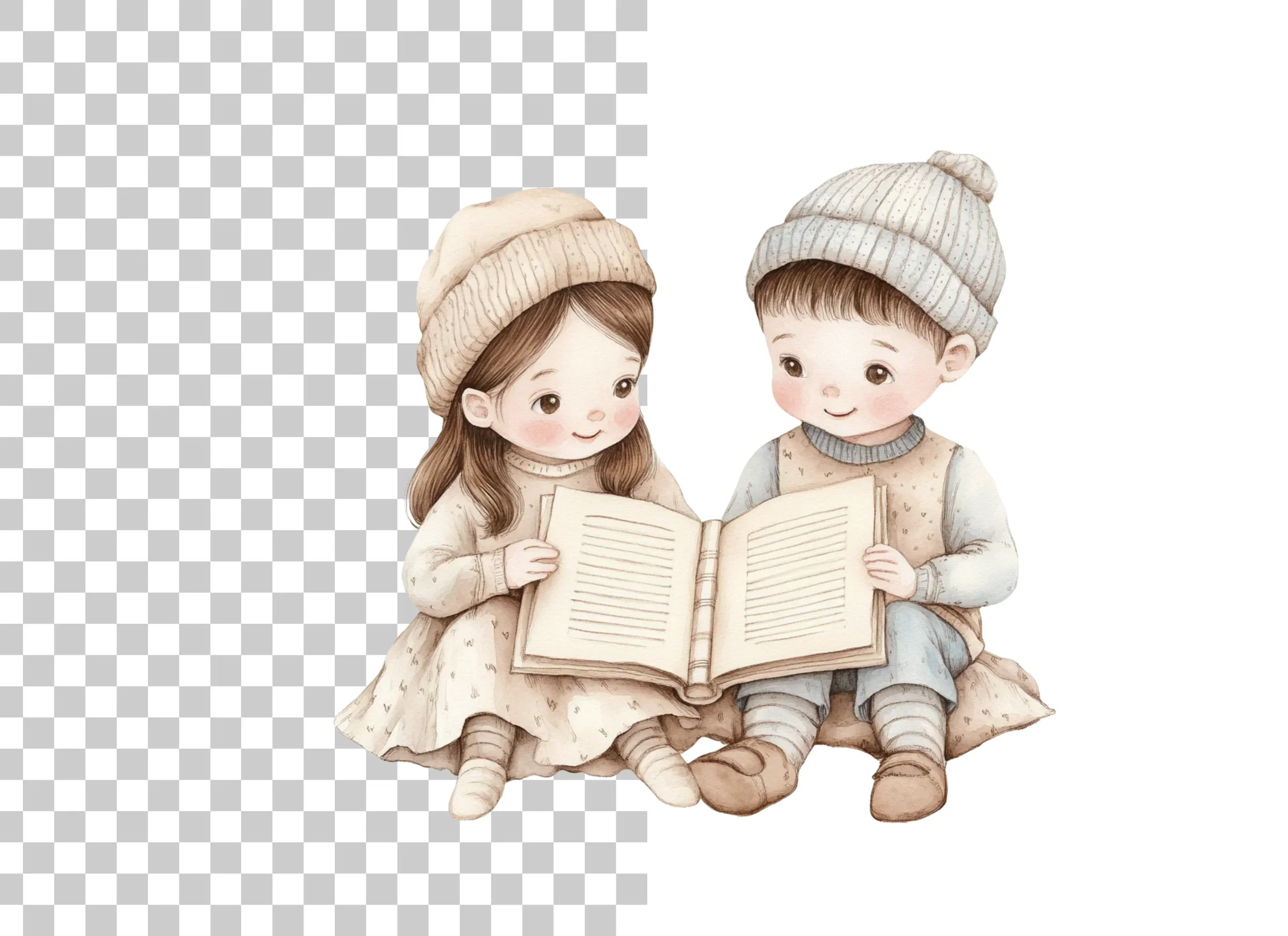 Cute Kids Reading Books Clipart Bundle - Image 6