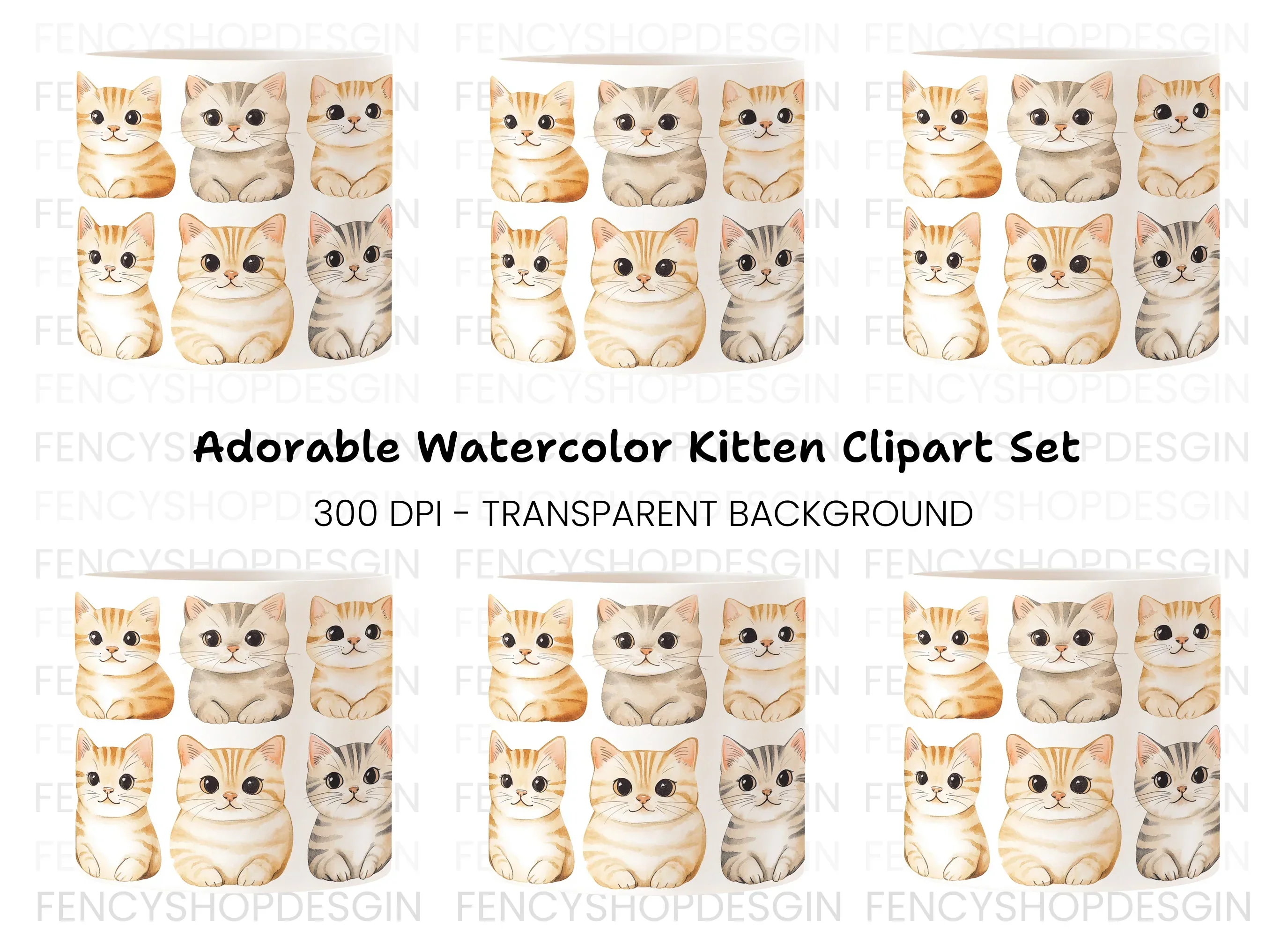 Cute Kitten Clipart Bundle