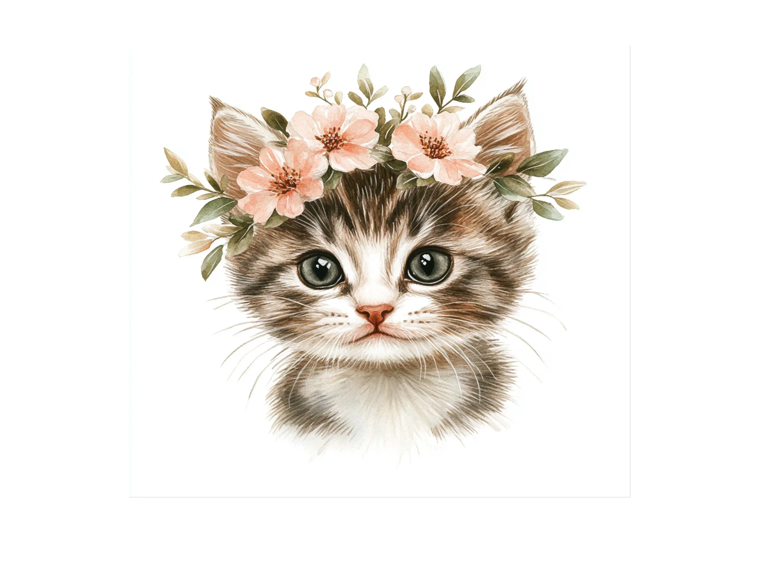 Cute Kitten Faces with Flower Crowns Clipart Bundle - Image 3