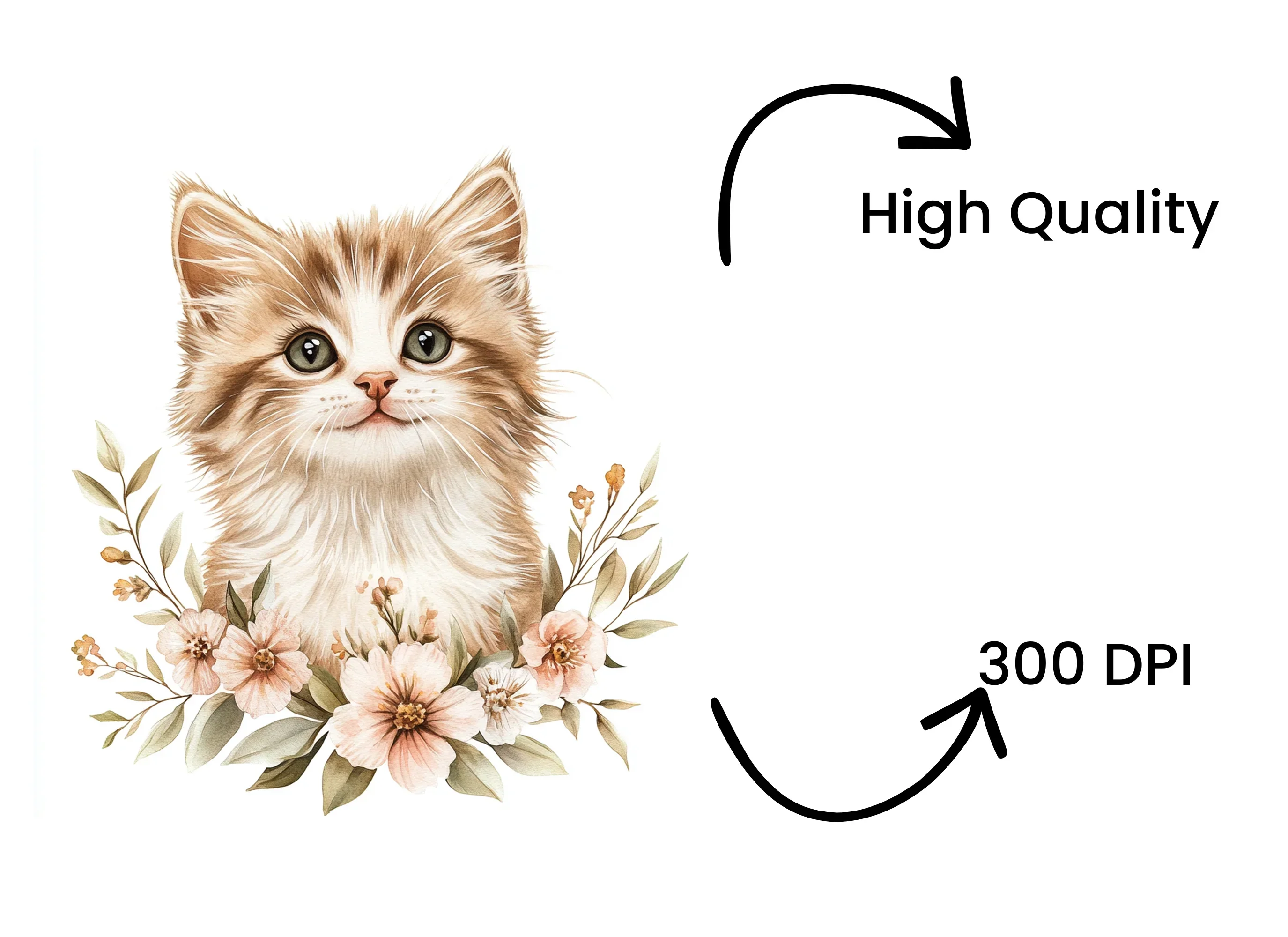 Cute Kitten Floral Wreath Clipart Bundle - Image 4