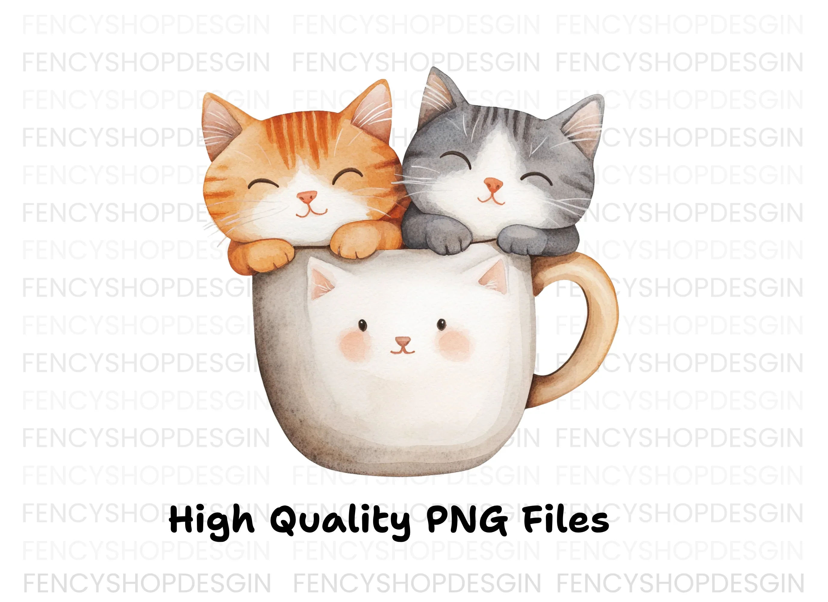 Cute Kittens in Mugs Clipart Bundle - Image 2