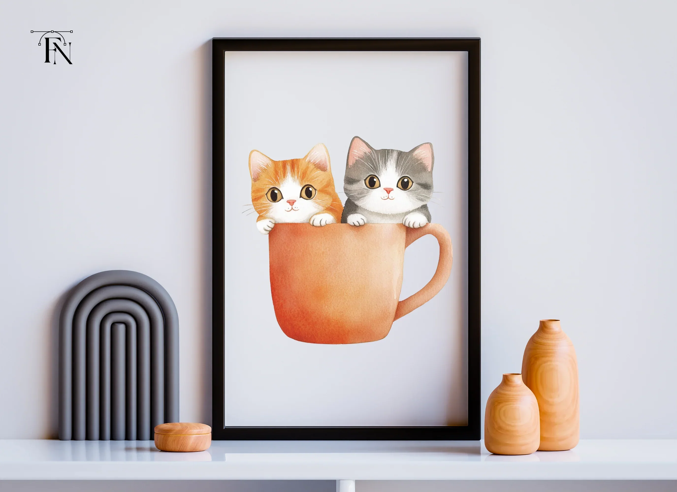 Cute Kittens in Mugs Clipart Bundle - Image 3