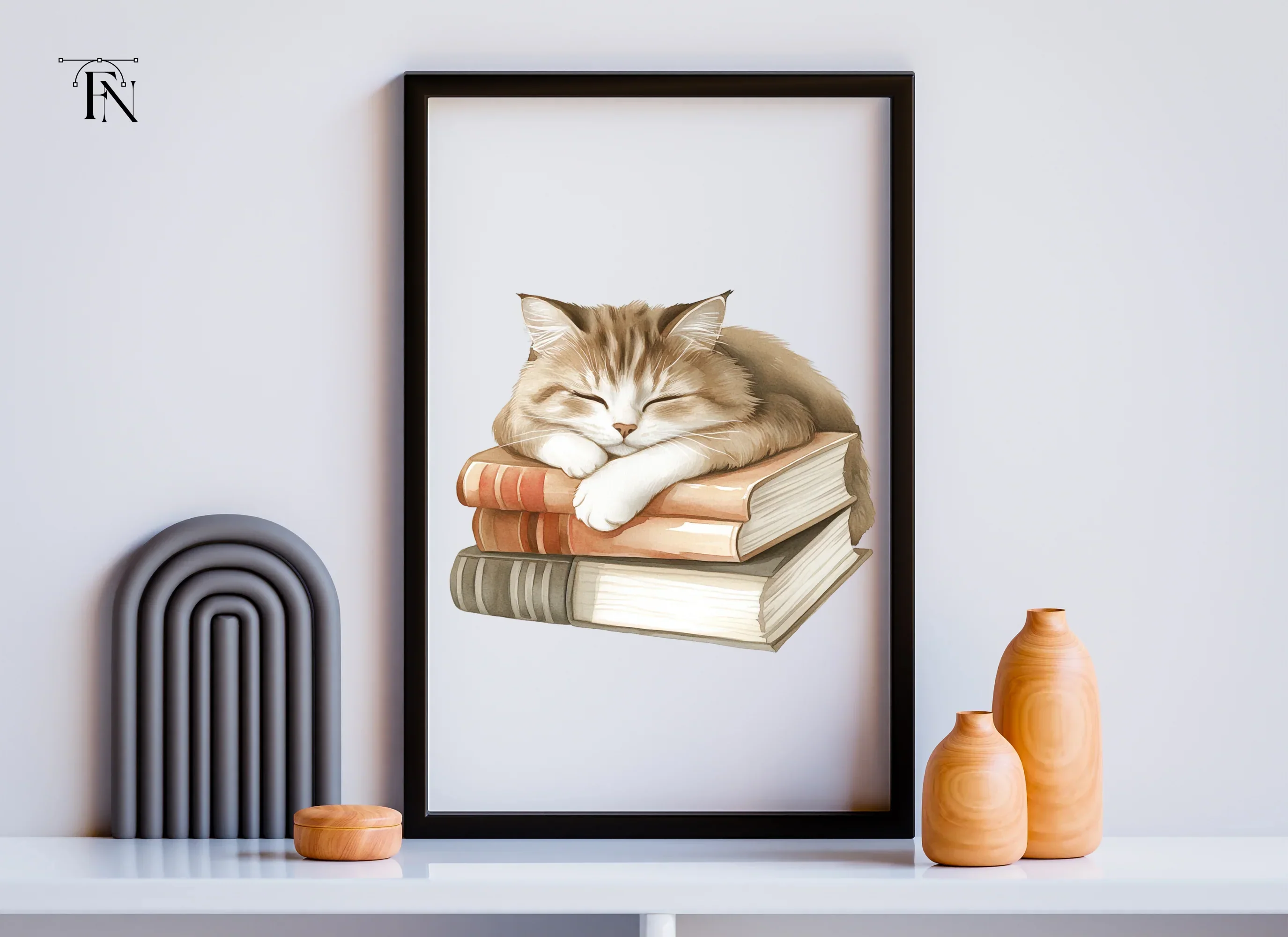 Cute Kittens Napping on Book Stacks Clipart Bundle - Image 6