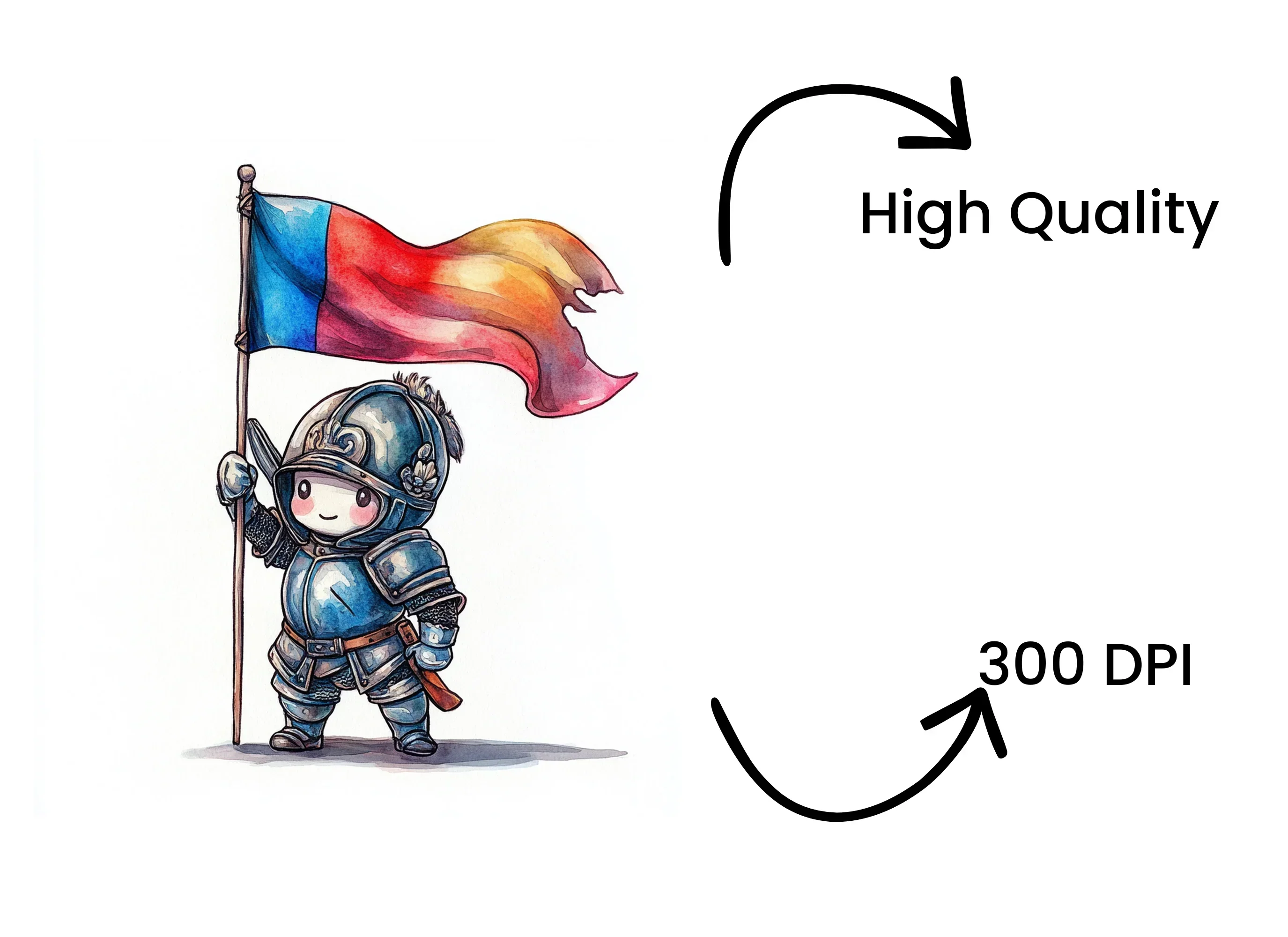 Cute Knights with Colorful Flags Clipart Bundle - Image 4