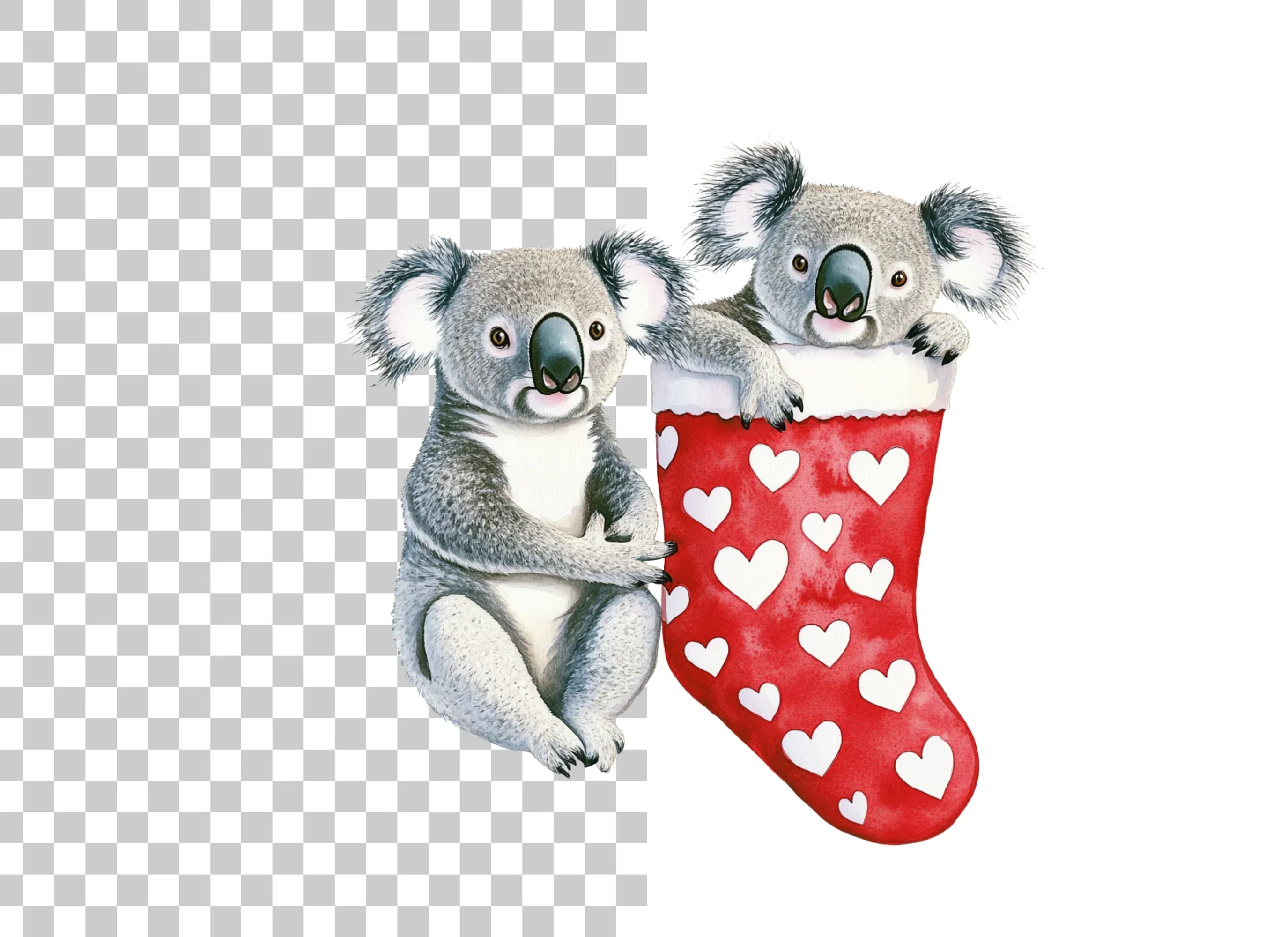 Cute Koalas in Valentine Stockings Clipart Bundle - Image 6