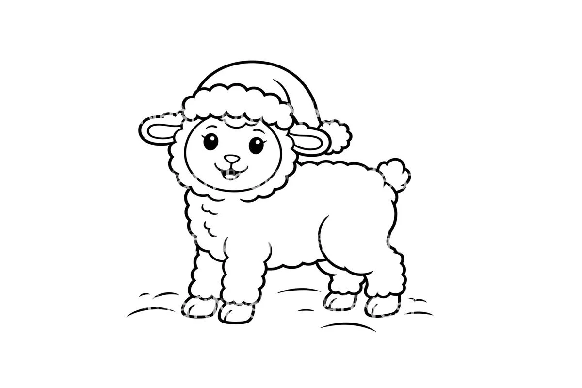 Cute Lambs Christmas Coloring Books - Image 2