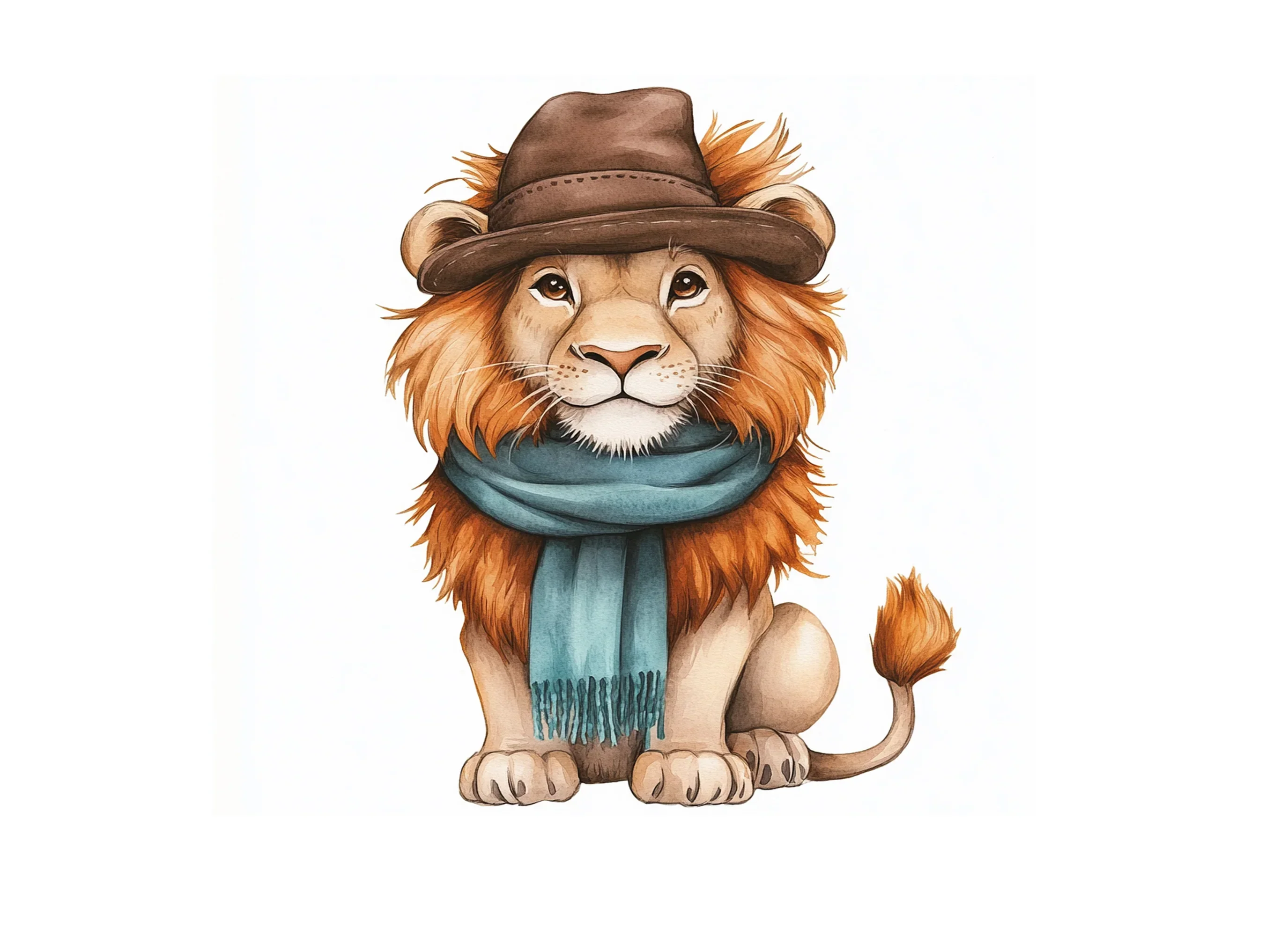 Cute Lion with Hat and Scarf Clipart Bundle - Image 3