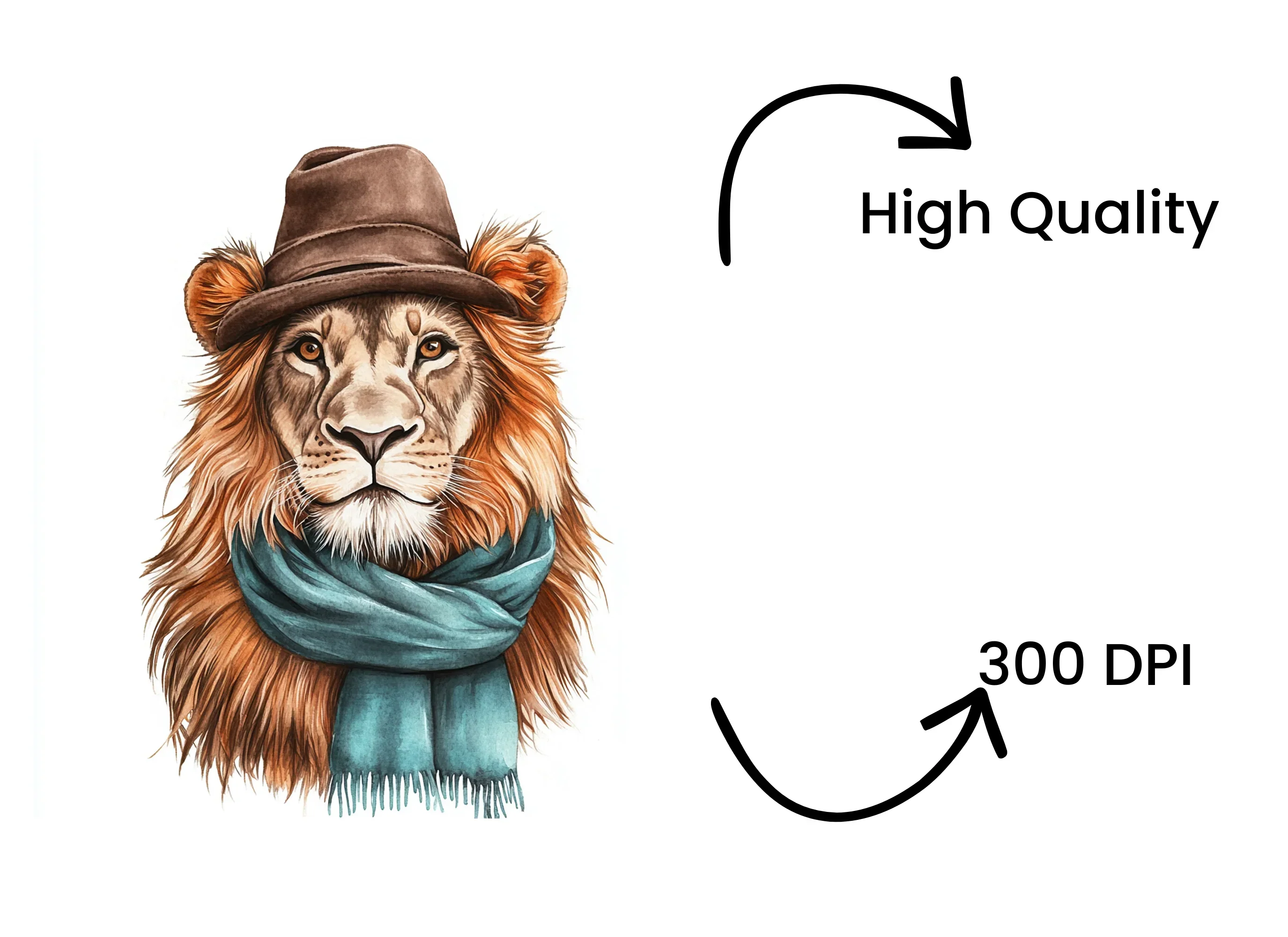 Cute Lion with Hat and Scarf Clipart Bundle - Image 4
