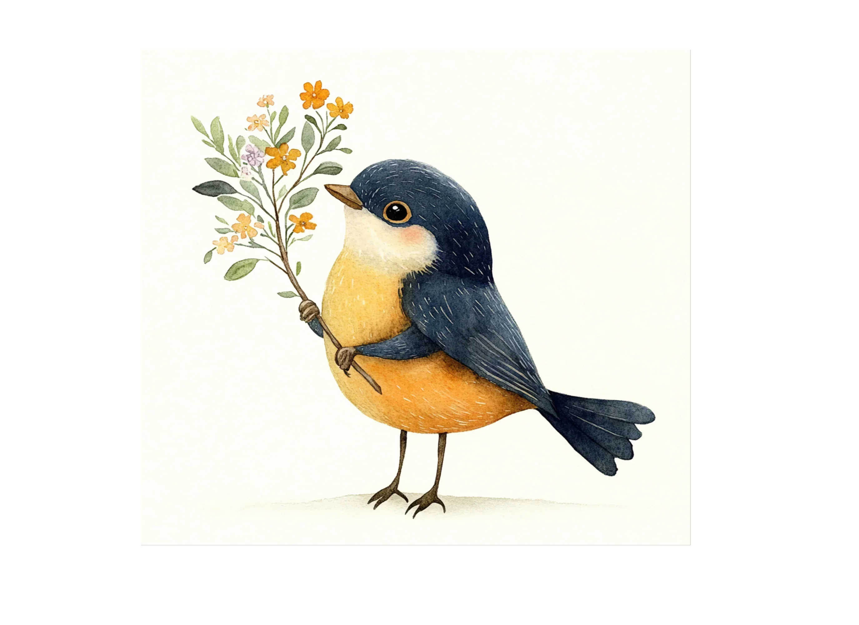 Cute Little Birds with Flowers Clipart Bundle - Image 2