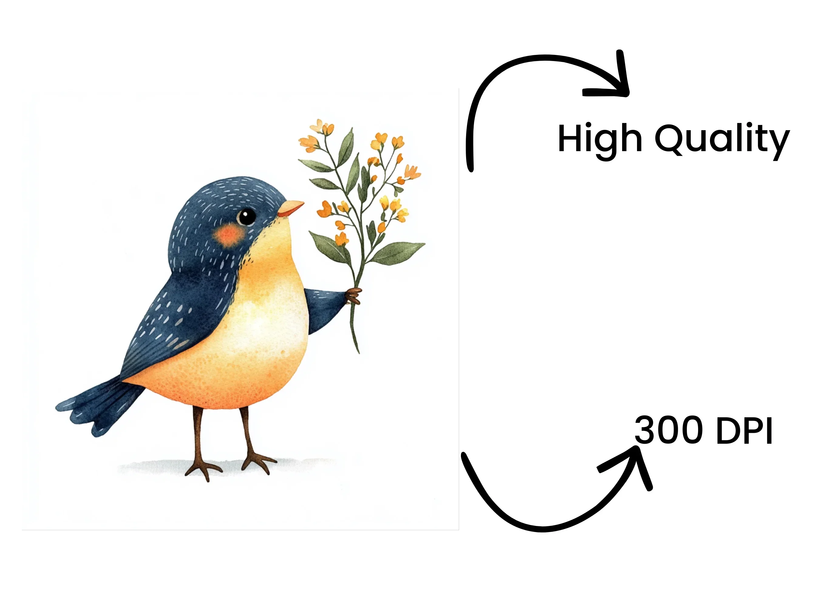 Cute Little Birds with Flowers Clipart Bundle - Image 4