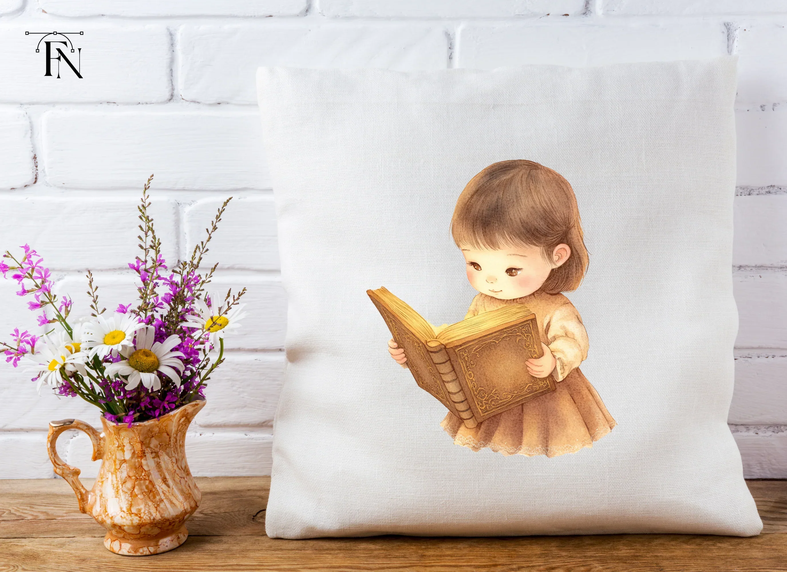 Cute Little Girl Reading Book Clipart Bundle - Image 5