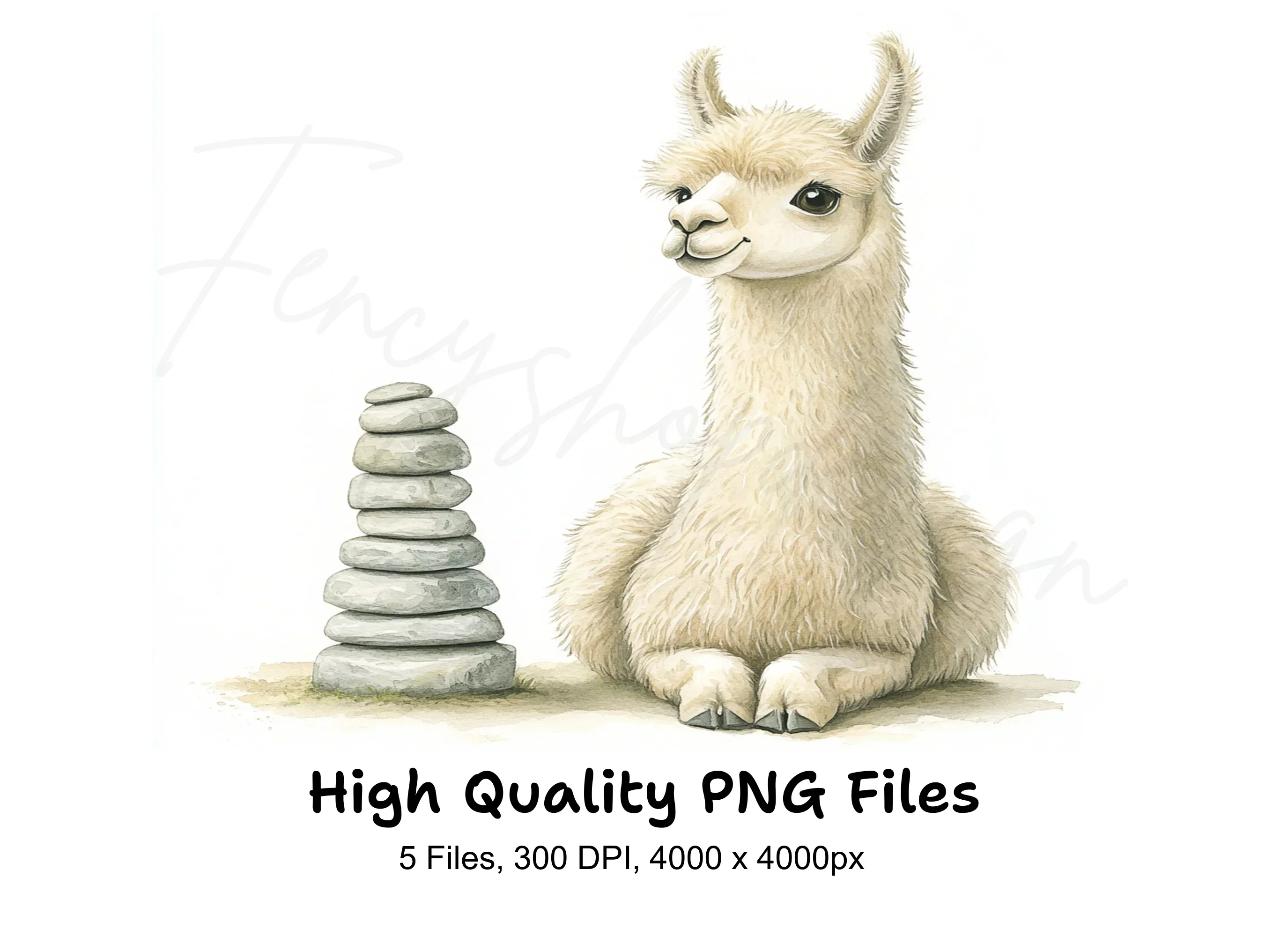 Cute Llama and Stone Cairn Clipart Bundle