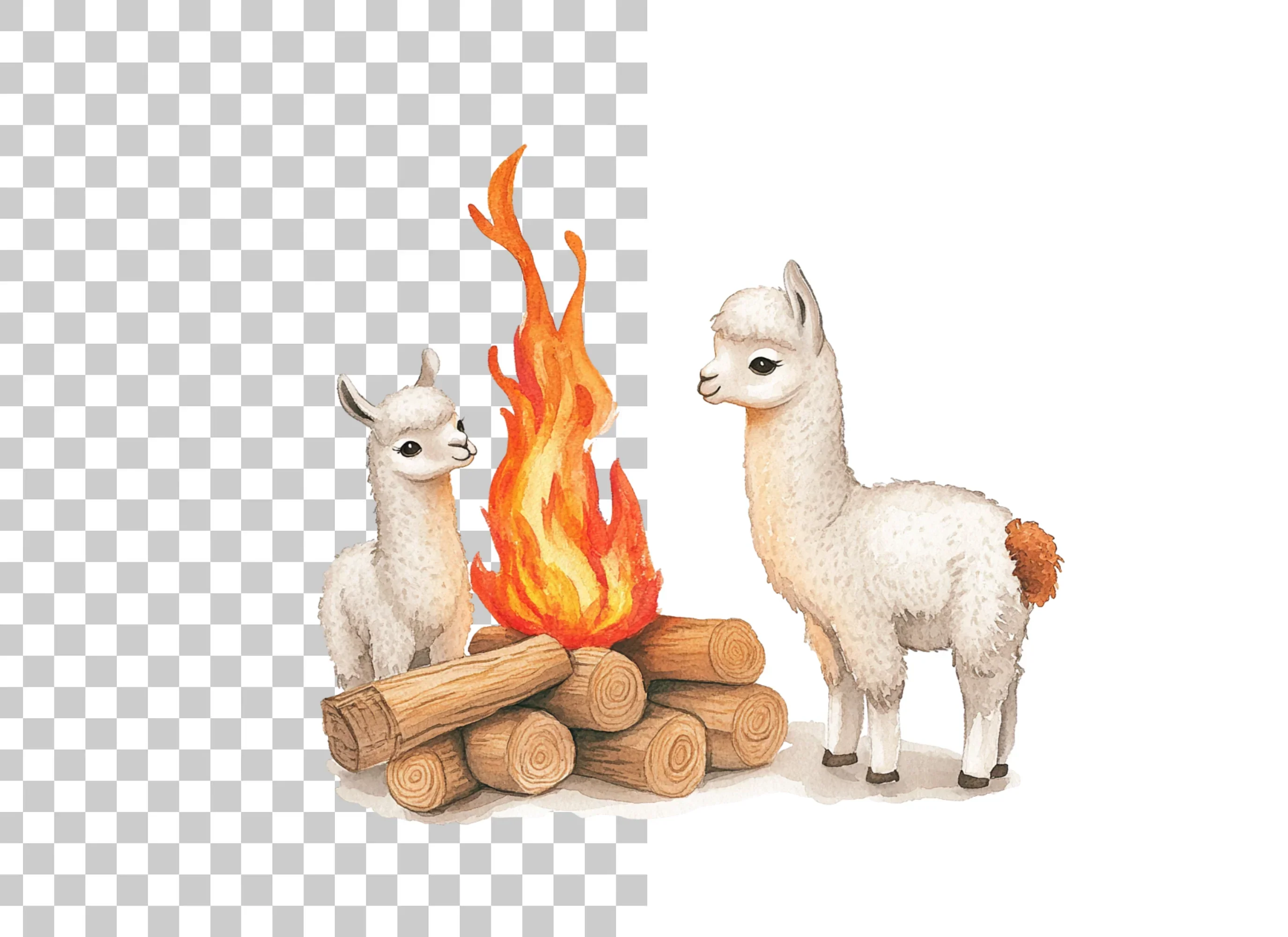 Cute Llama Campfire Clipart Bundle - Image 2
