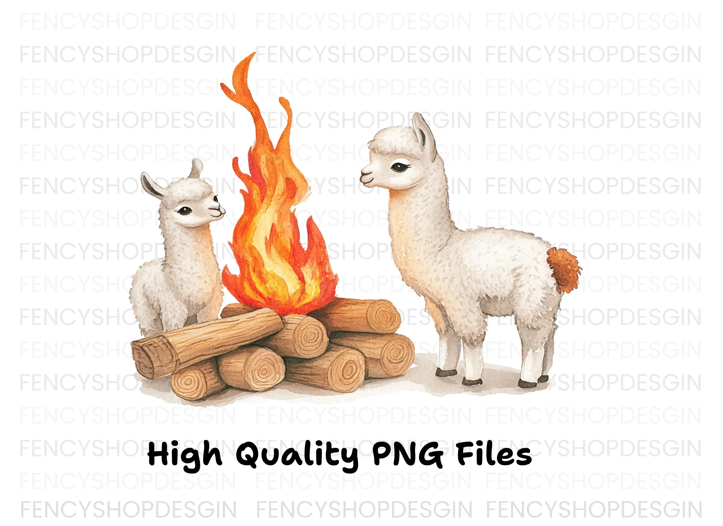 Cute Llama Campfire Clipart Bundle - Image 3
