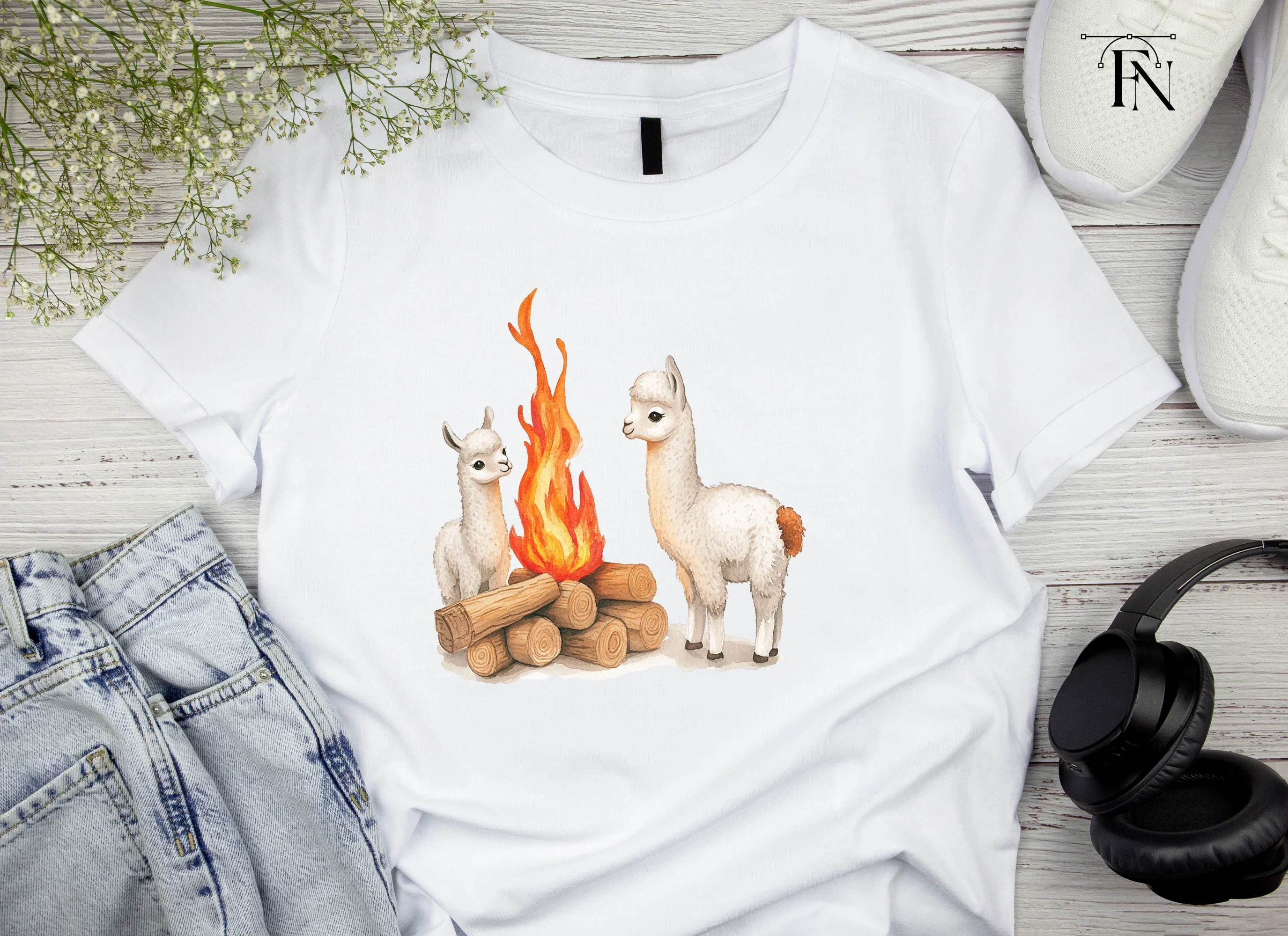 Cute Llama Campfire Clipart Bundle - Image 4