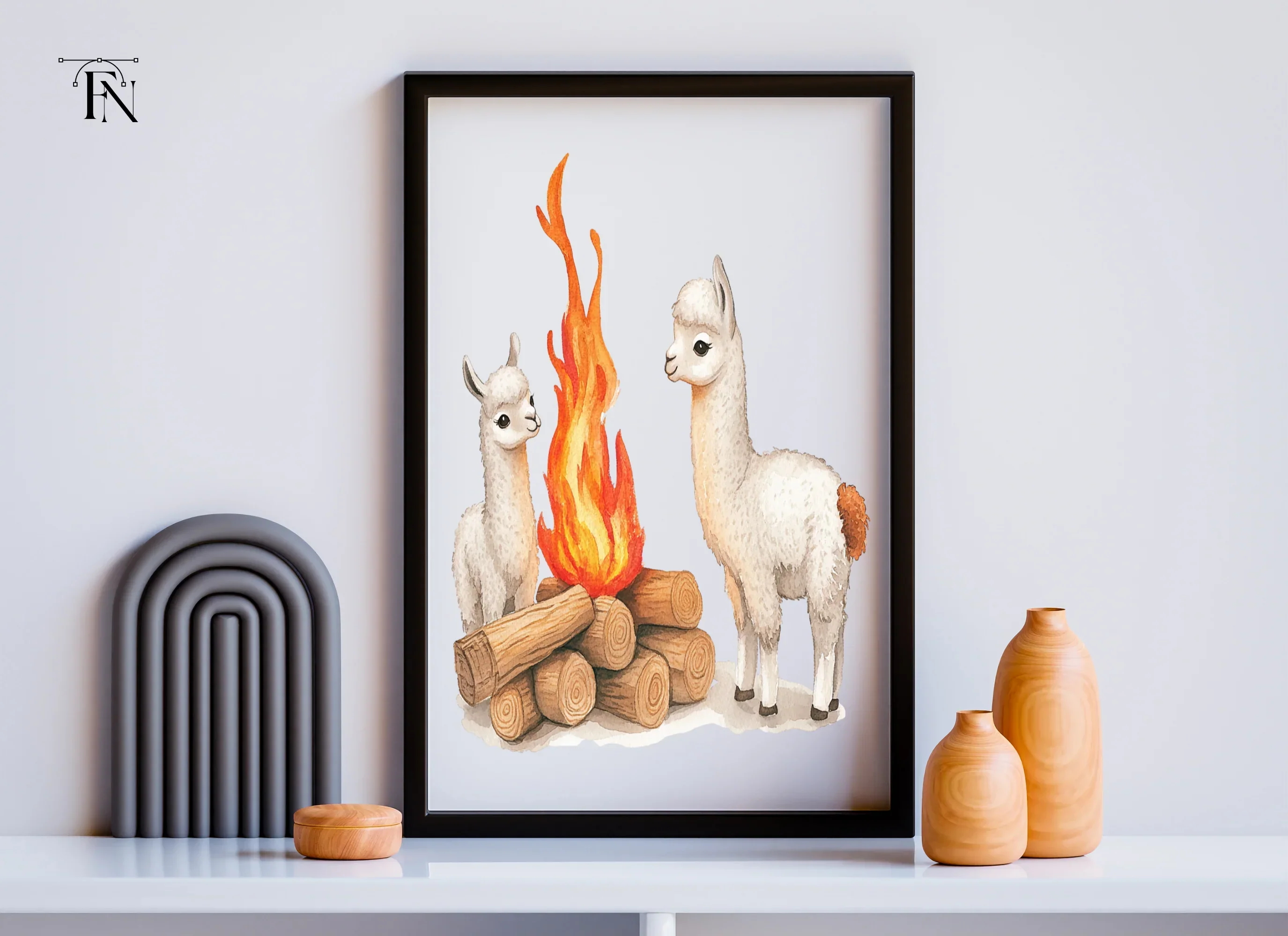 Cute Llama Campfire Clipart Bundle - Image 6