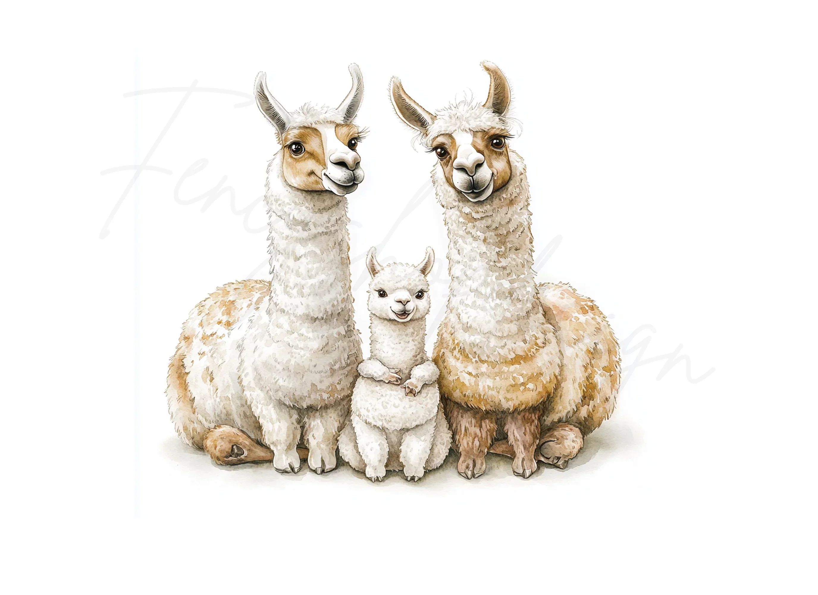 Cute Llama Family Clipart Bundle - Image 3