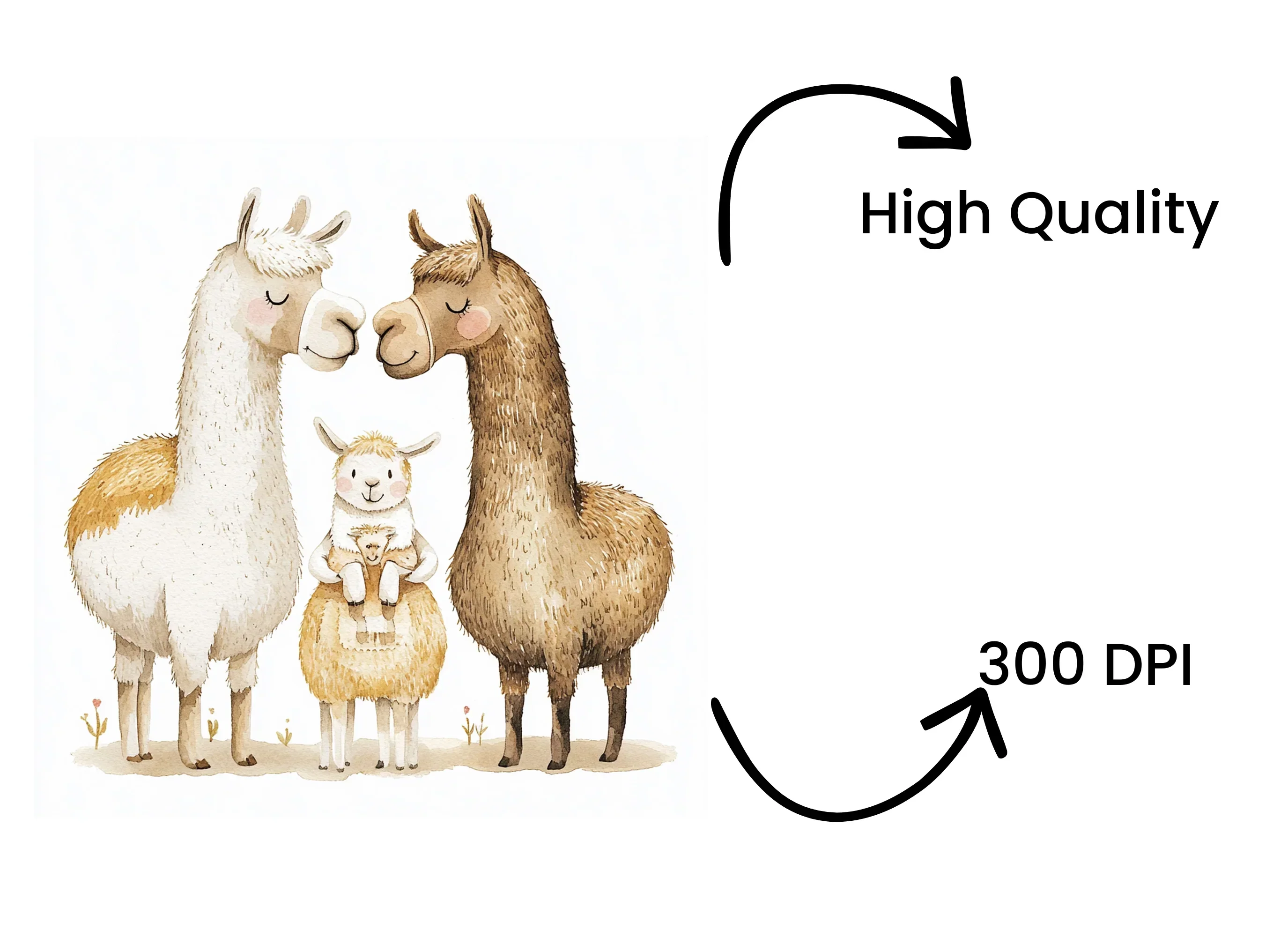 Cute Llama Family Clipart Bundle - Image 4